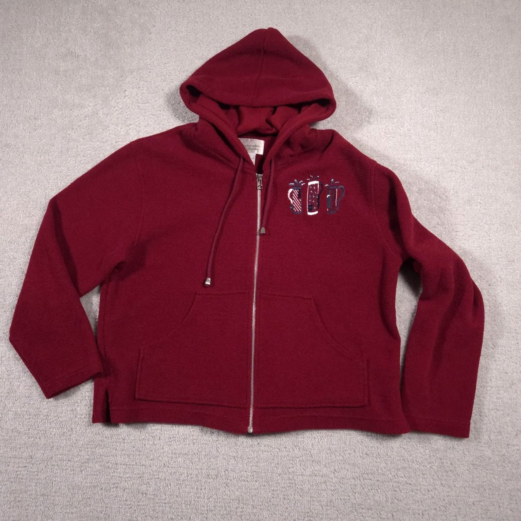 Vintage Christopher & Banks Hoodie Womens XL Red Zip Golf Embroidered Sweatshirt Size XL / US 12-14 / IT 48-50 - 2 Thumbnail