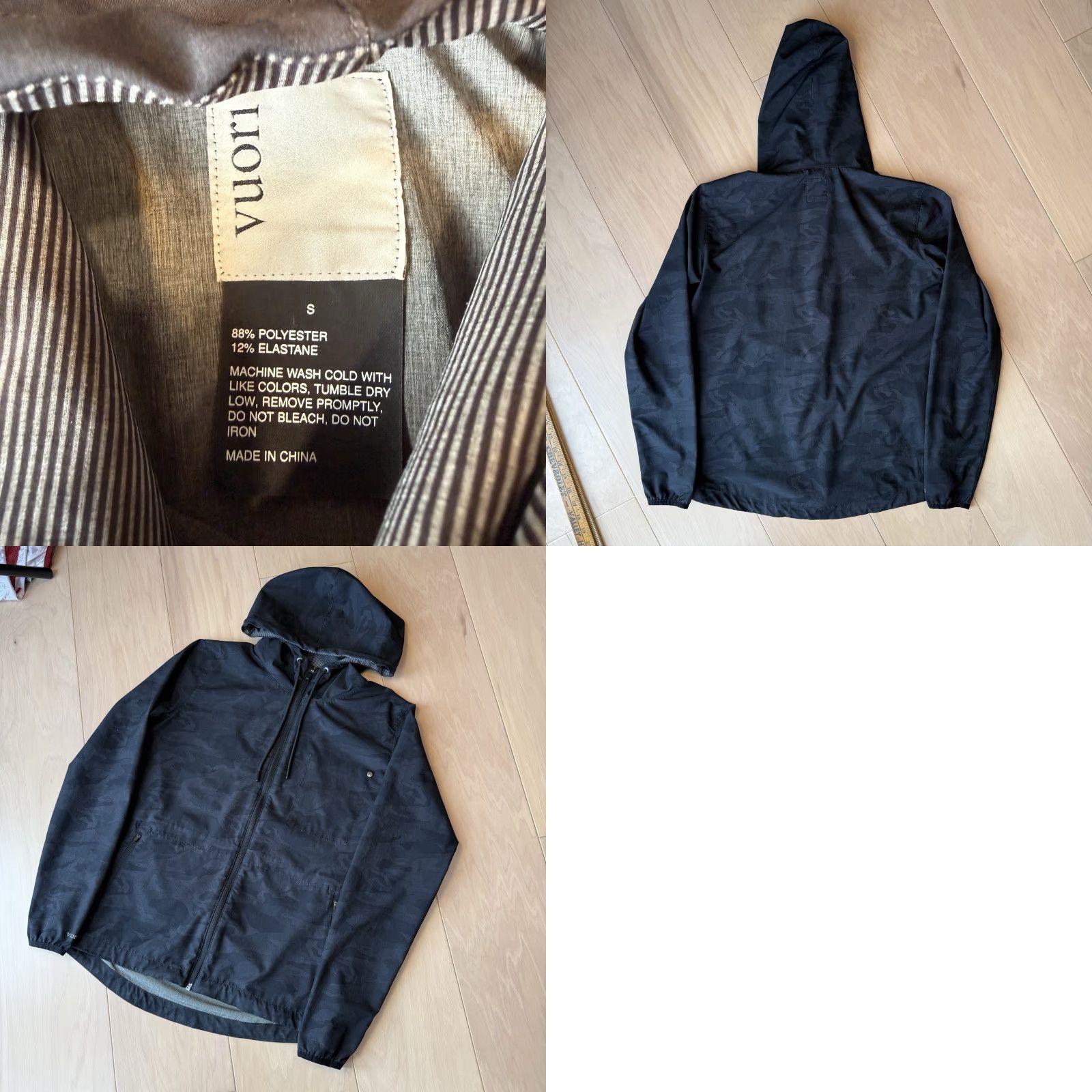 Vuori Vuori Outdoor Trainer Shell S Black Multicolor Camouflage Full Zip Windbreaker Jacket Womens Small Zip Hooded All Seasons Size S / US 4 / IT 40 - 8 Thumbnail