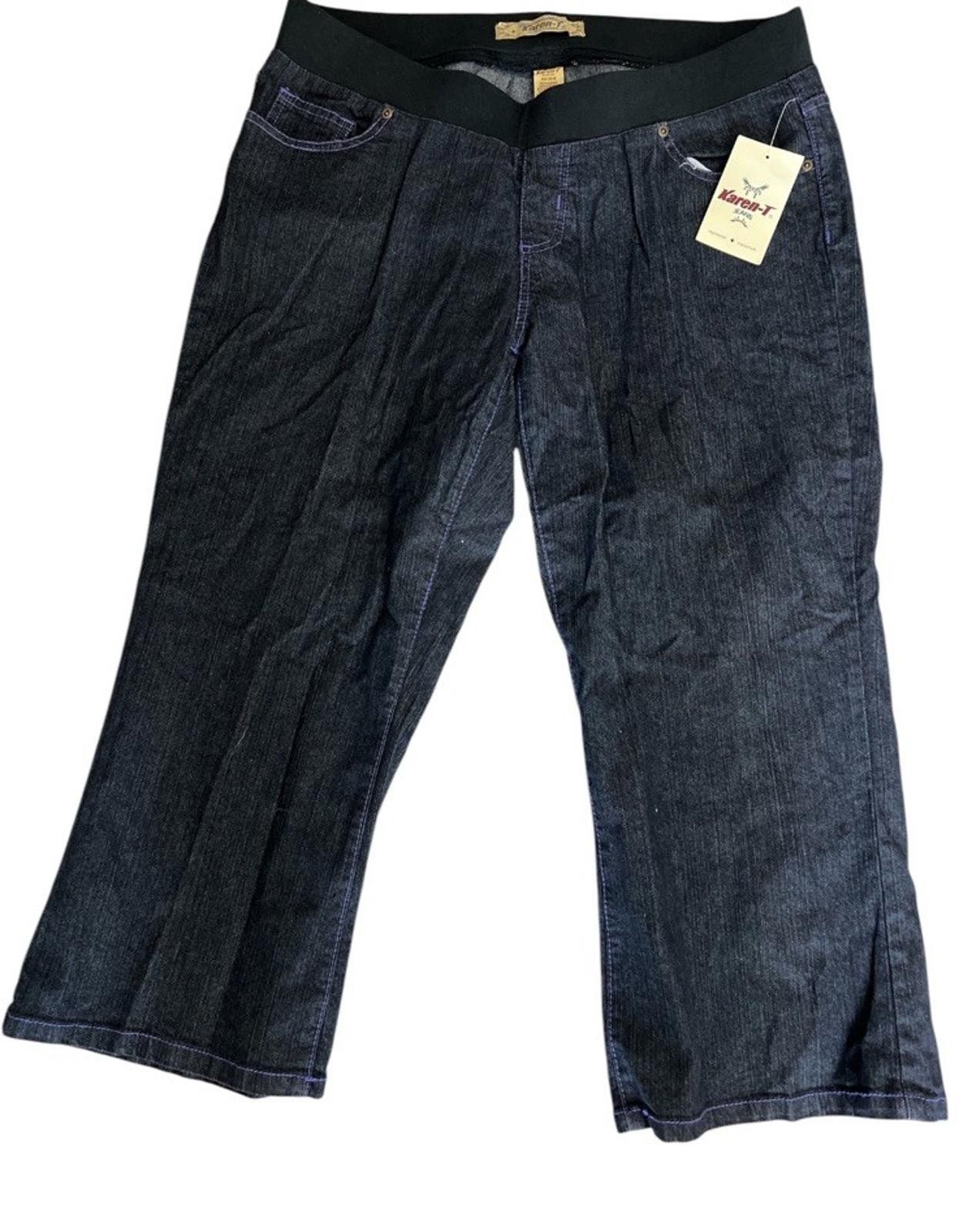 Designer Karen-T Cropped Pull-up Denim Jeans SZ XL Size 40" / US 18 - 1 Thumbnail
