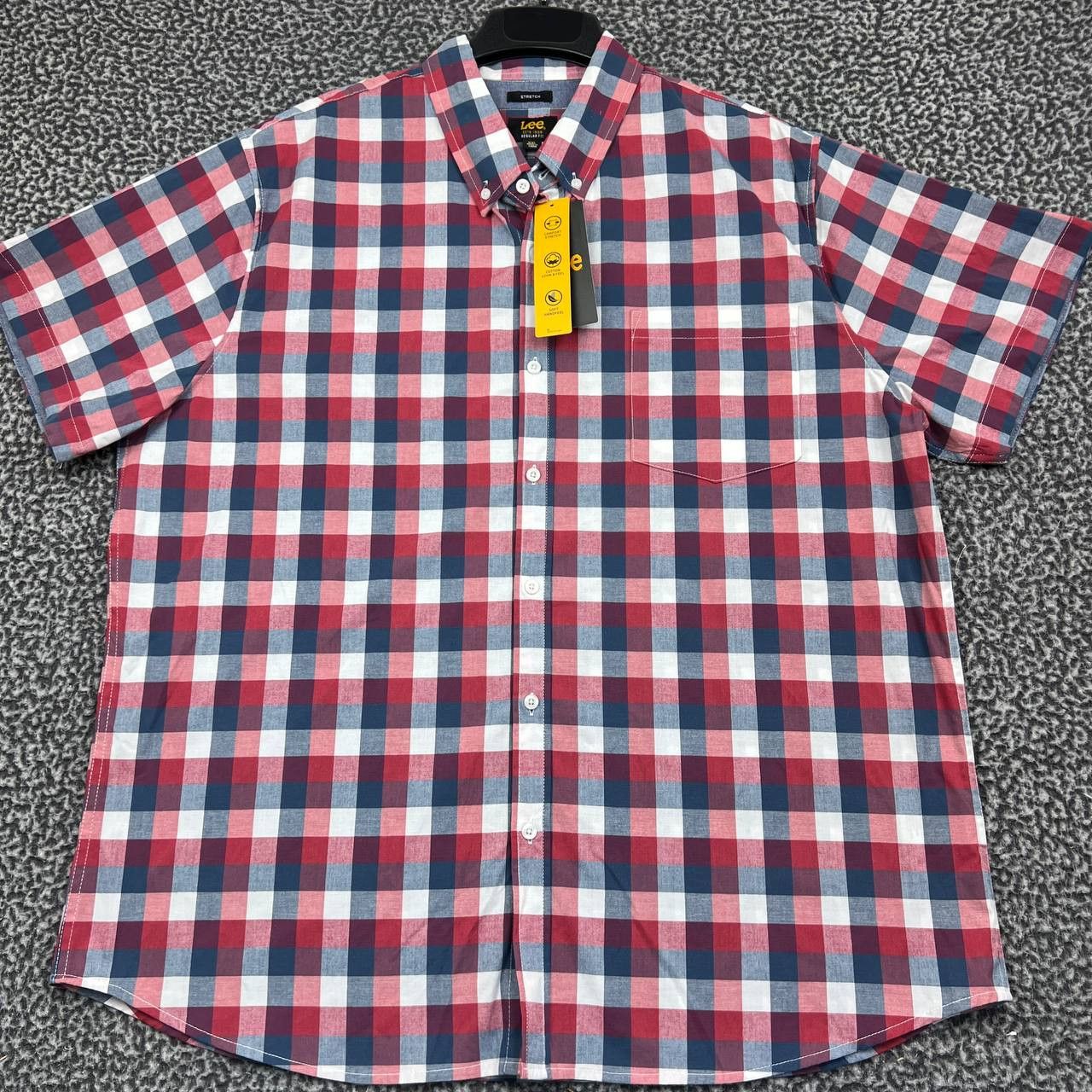 Lee Lee Button Down Shirt XXL Regular Fit Stretch Gingham Plaid Size US XXL / EU 58 / 5 - 1 Thumbnail