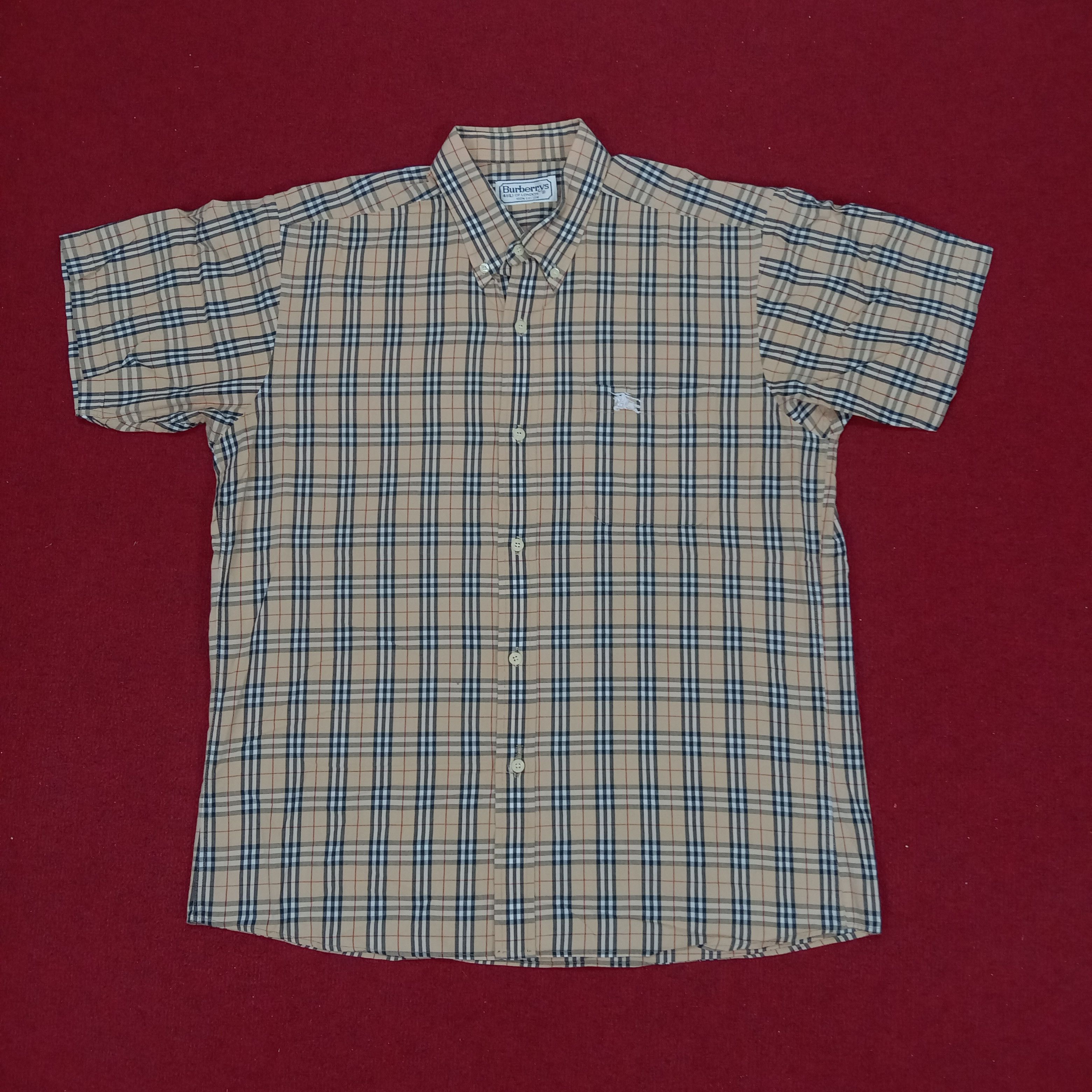Burberry × Vintage Burberrys Luxury Brand Casual Formal Short Sleeve Shirt Size US XL / EU 56 / 4 - 1 Thumbnail