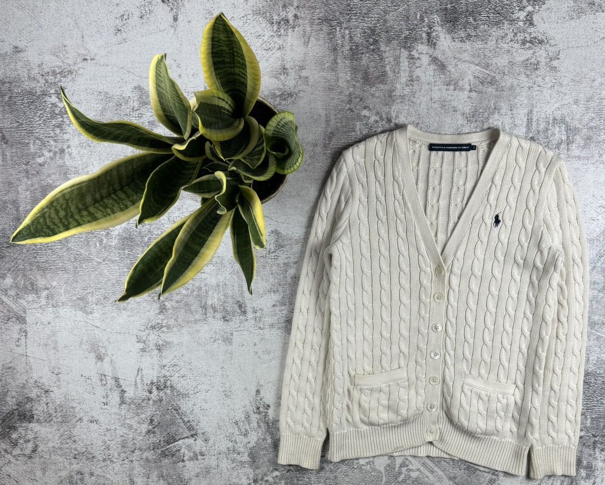 Ralph Lauren Sport Polo Ralph Lauren Women’s White Cable Knit Cotton S Sweater Pullover Cardigan Size S / US 4 / IT 40 - 1 Thumbnail