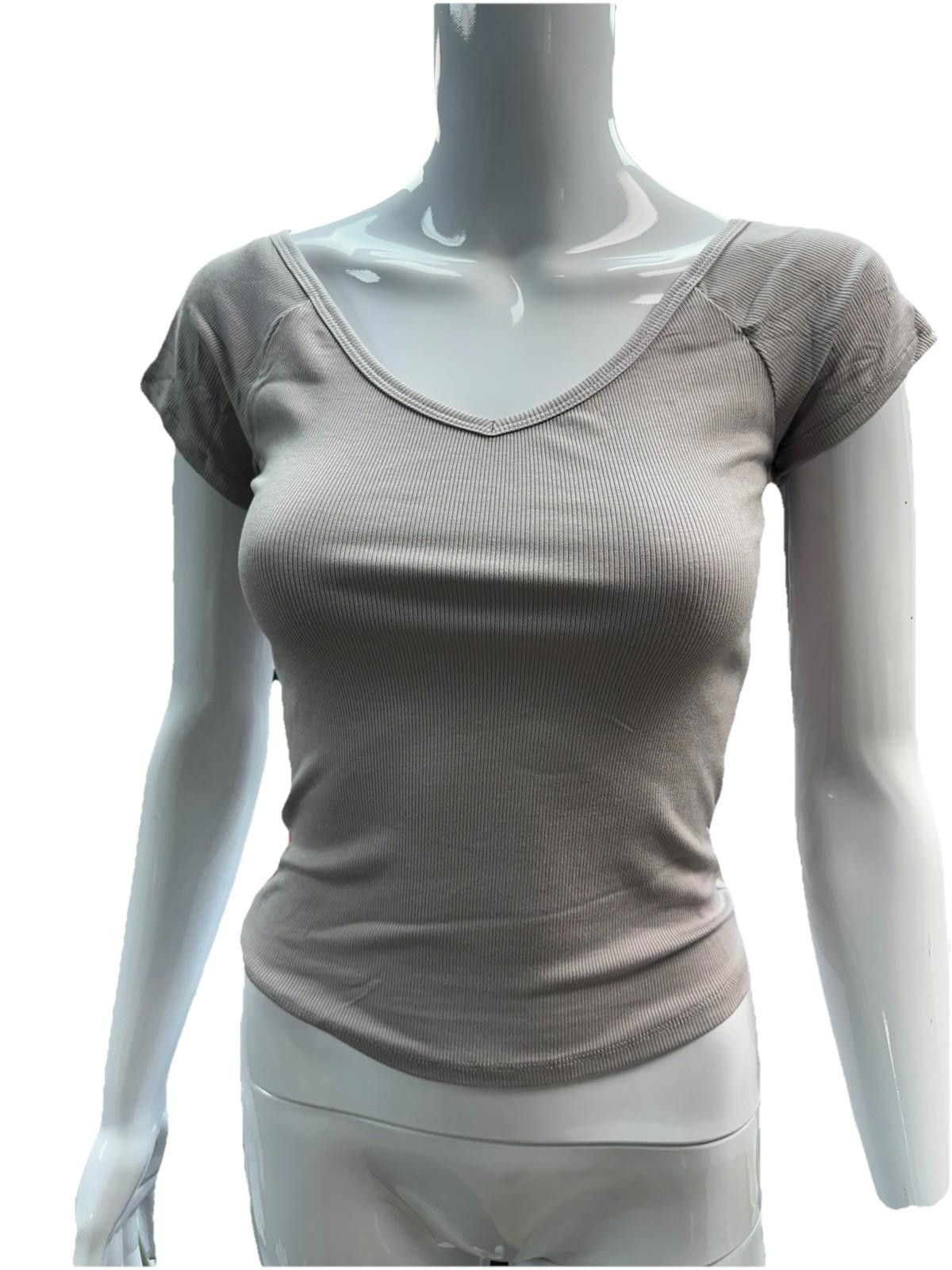 Other Wild Fable Womens Ribbed V-Neck Short Sleeve T-Shirt Gray S Size S / US 4 / IT 40 - 2 Thumbnail