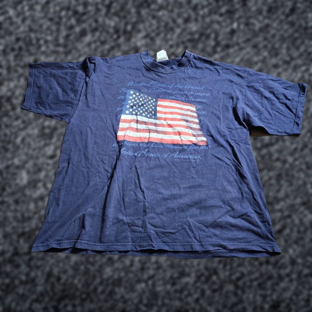 Disney VINTAGE Walt Disney World Mens 2XL Patriotic American Flag Constitution T Shirt Distress Shirt Crew Neck Short Sleeve Blue 2XL Men Size US XXL / EU 58 / 5 - 1 Thumbnail