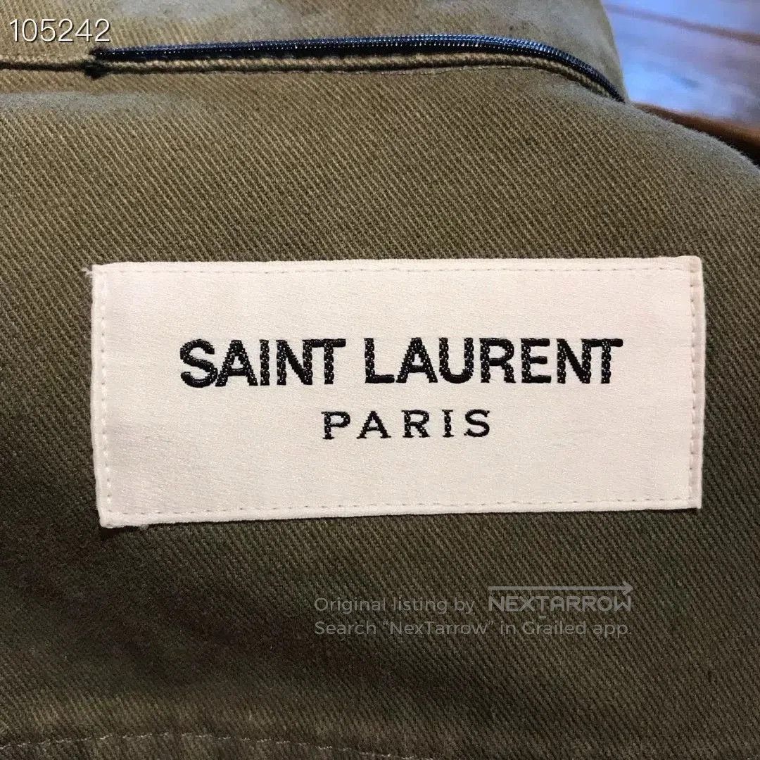 Yves Saint Laurent YSL Military Green Denim Jacket. Size XS / US 0-2 / IT 36-38 - 3 Thumbnail