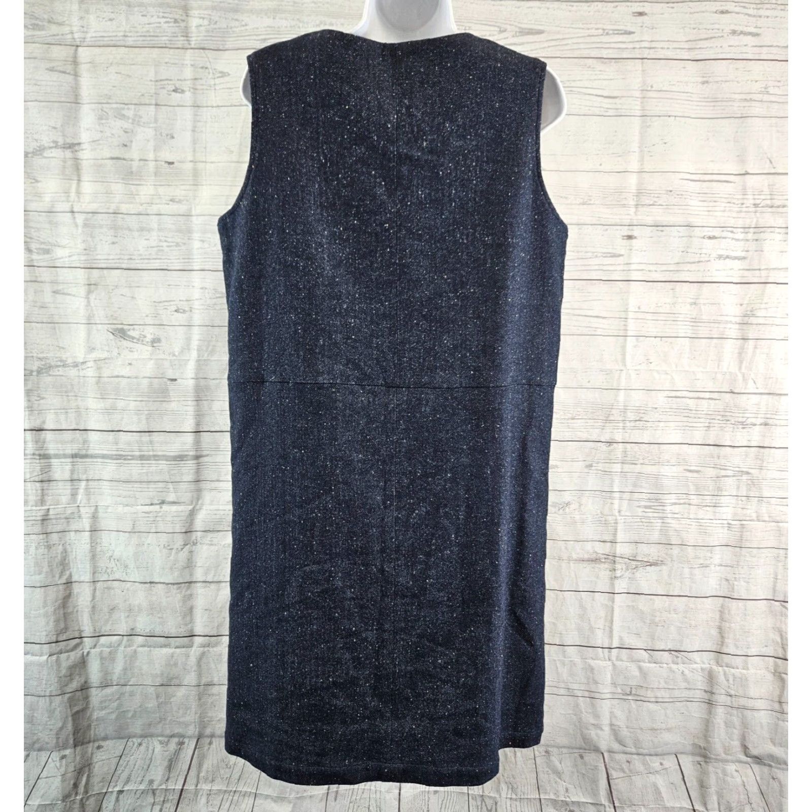 Vintage Mage Womens Dress Sleeveless V-Neck Blue Wool Blend Pockets Knee Length Size 11 Size L / US 10 / IT 46 - 4 Thumbnail