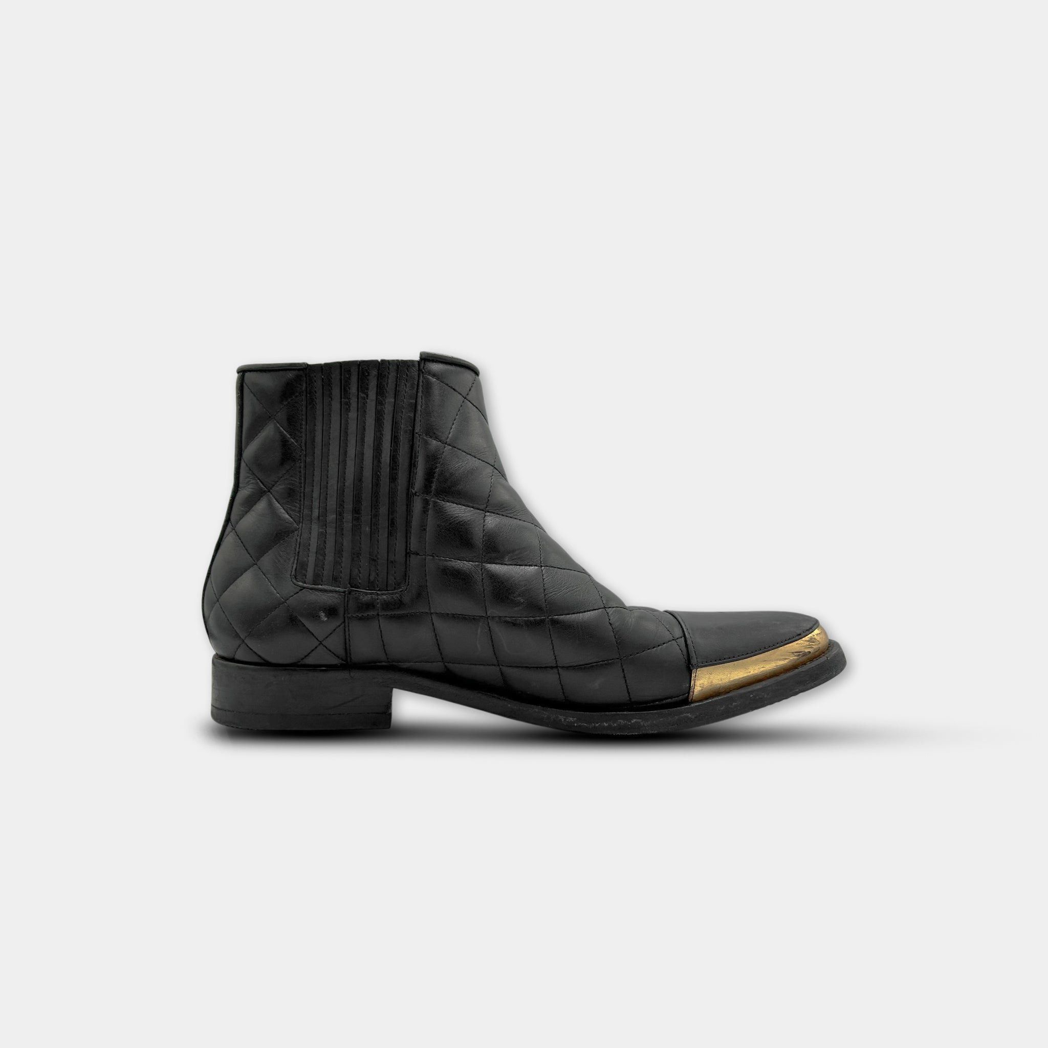 Balmain Balmain Quilted Leather Gold Toe-Cap Chelsea Boots Size US 9 / EU 42 - 6 Thumbnail