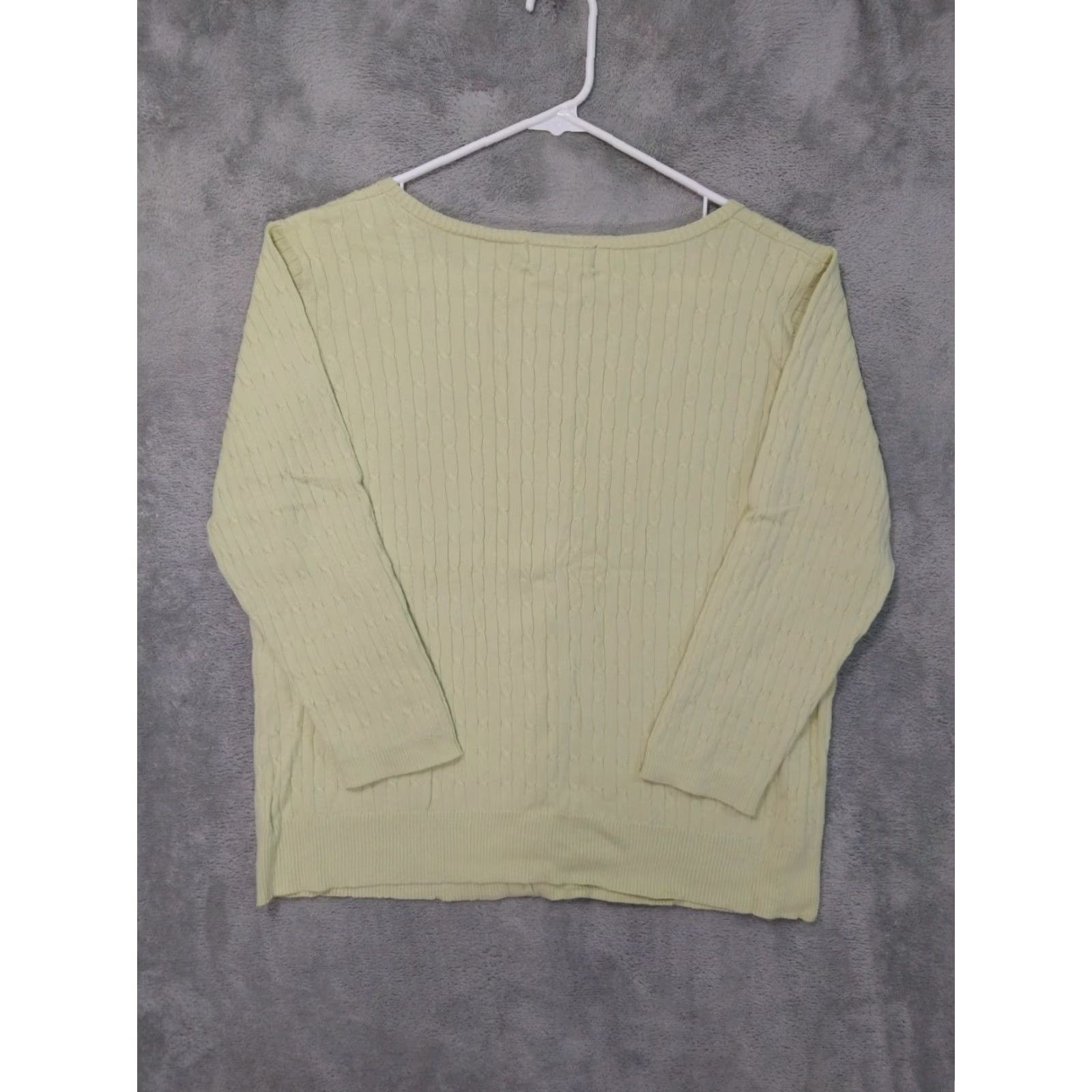 Eddie Bauer VINTAGE Eddie Bauer Sweater Womens Large Tall Yellow Cardigan Cable Knit Pima Cotton Size L / US 10 / IT 46 - 2 Thumbnail