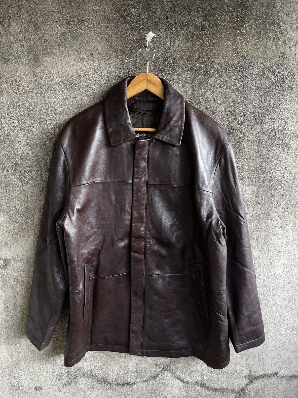 Yves Saint Laurent Vintage🔥YVES SAINT LAURENT POUR HOMME🔥Leather Jacket 90’s Size US L / EU 52-54 / 3 - 6 Thumbnail