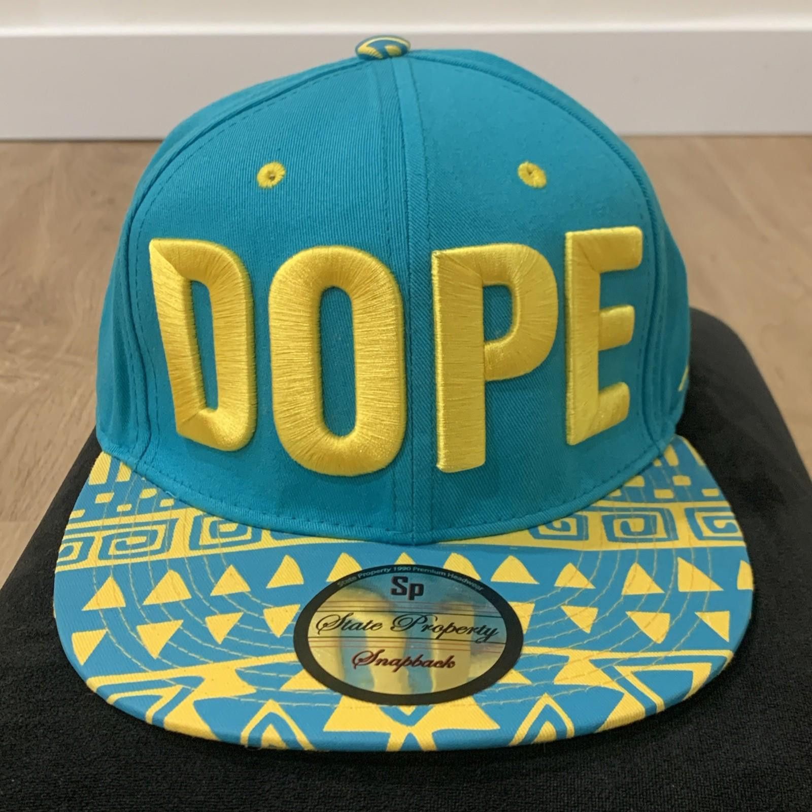 Other State Property DOPE Snapback Hat Teal Yellow Underbrim Art Size ONE SIZE - 1 Thumbnail