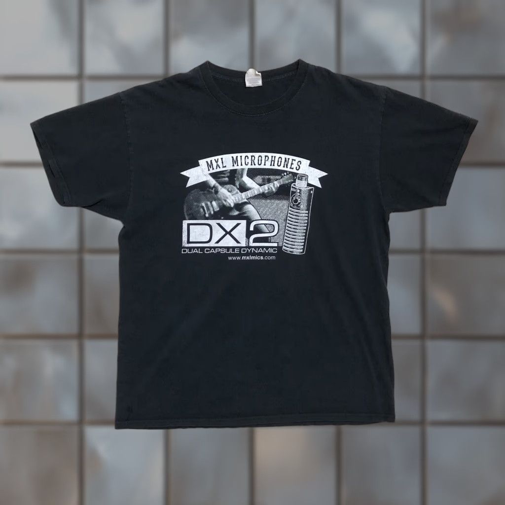 Fruit Of The Loom MXL Microphones DX2 Dual Capsule Dynamic Black Promotional T-Shirt Mens Large Shirt Crew Neck Short Sleeve Cotton Logo Rock Music Pro Audio Vintage No Size US L / EU 52-54 / 3 - 1 Thumbnail
