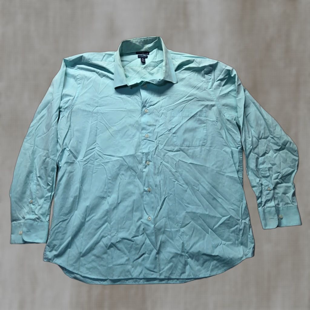 Barrow Craft And Burrow Solid Blue Long Sleeve Button-Up Adult Men's XL Shirt Size US XL / EU 56 / 4 - 1 Thumbnail