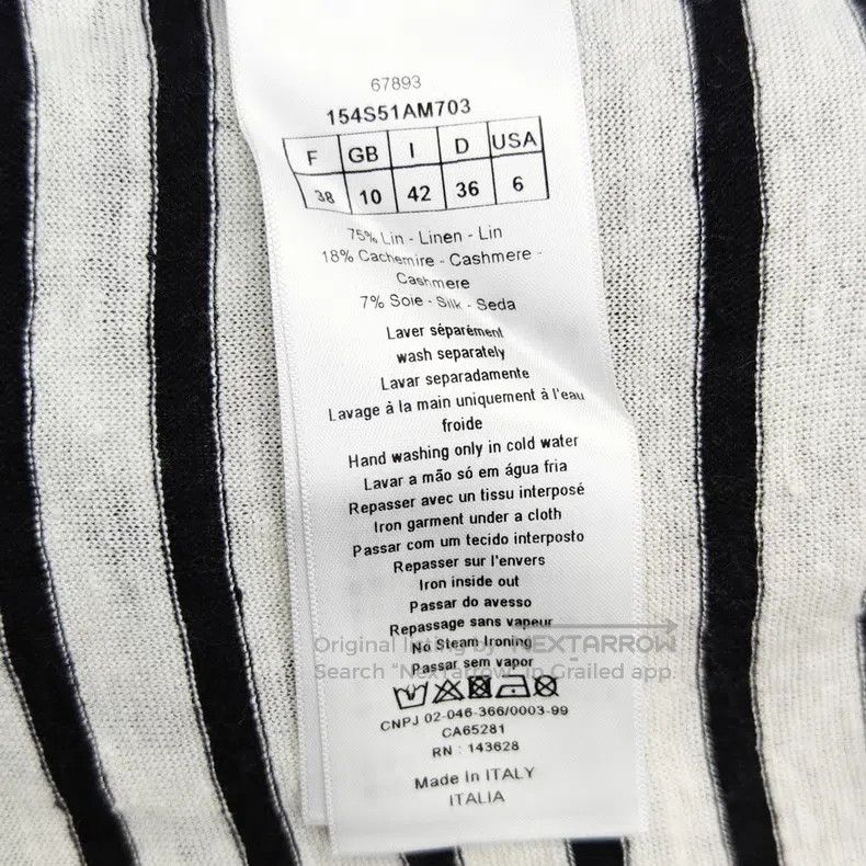 Dior Dior Zoo series linen cashmere striped long-sleeved T-shir Size XS / US 0-2 / IT 36-38 - 4 Thumbnail