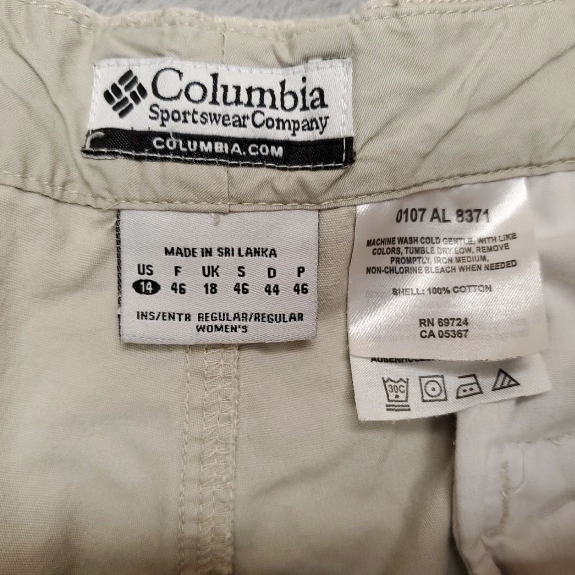 Vintage VINTAGE Columbia Pants Womens 14 Beige 100% Cotton Flat Front Lightweight Outdoors Gorp Size 36" / US 14 / IT 50 - 3 Thumbnail