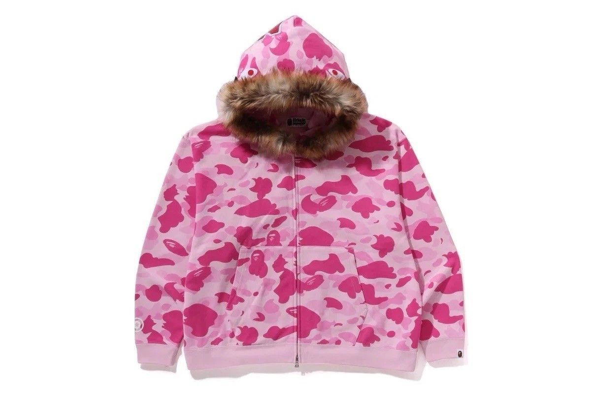 Bape BAPE® X DON TOLIVER FAUX FUR SHARK ZIP HOODIE PINK SIZE XL Size US XL / EU 56 / 4 - 7 Thumbnail