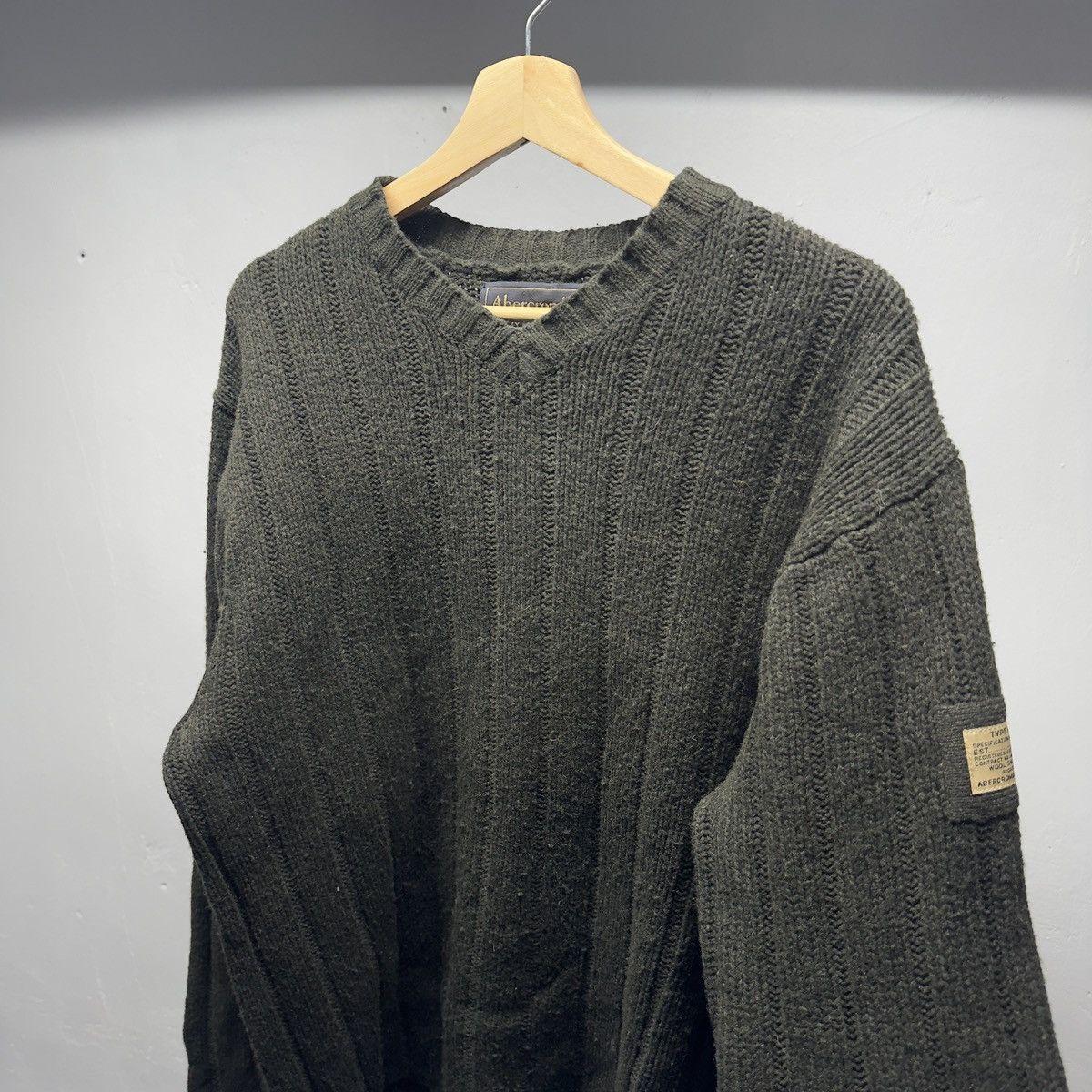 Vintage Vintage Abercrombie Dark Green Wool Sweater ERD Grunge RRL Size US L / EU 52-54 / 3 - 3 Thumbnail