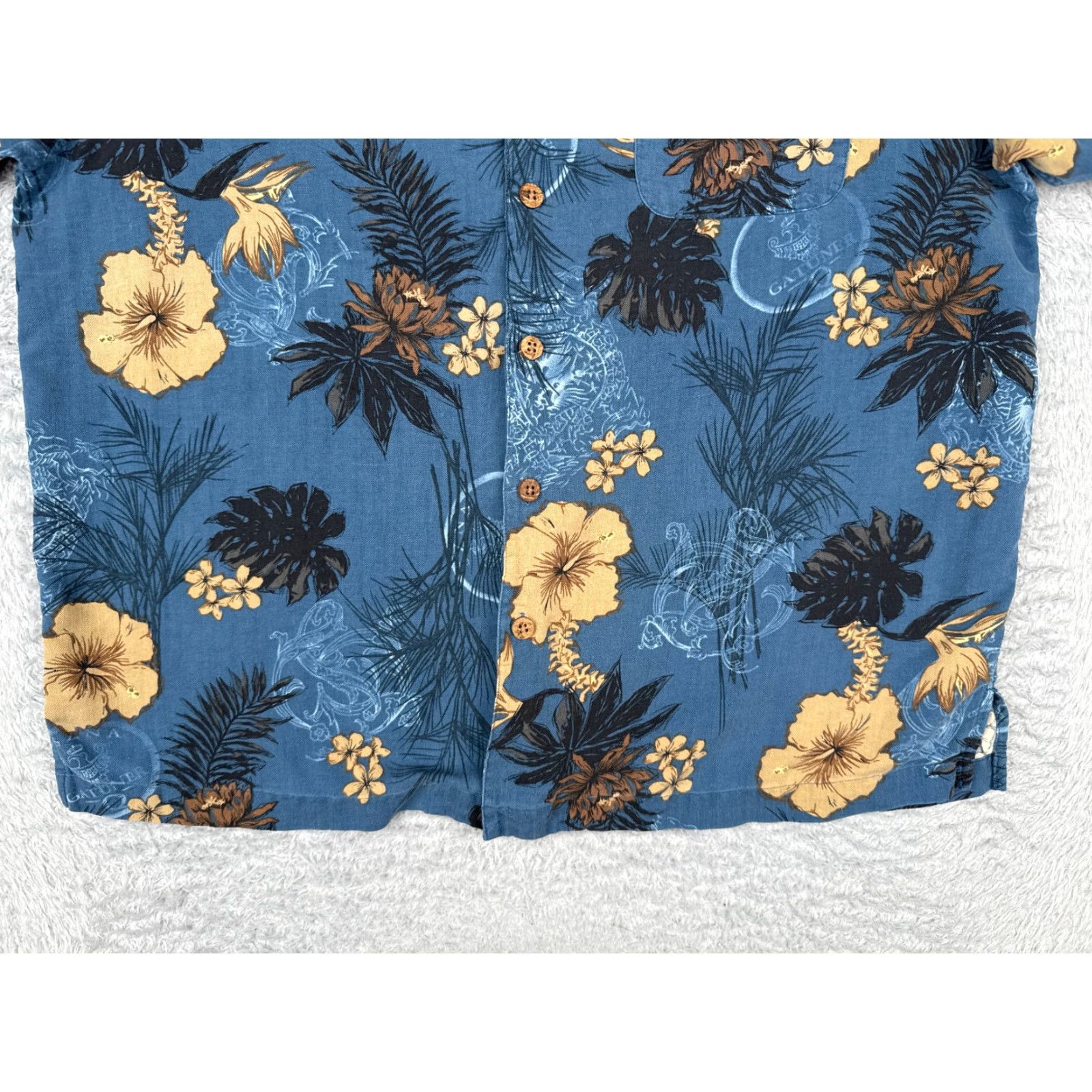Paradise Paradise Coves Shirt Adult Large Blue Silk Floral Button-Up Hawaiian Casual Short Sleeve Mens Size US L / EU 52-54 / 3 - 5 Thumbnail