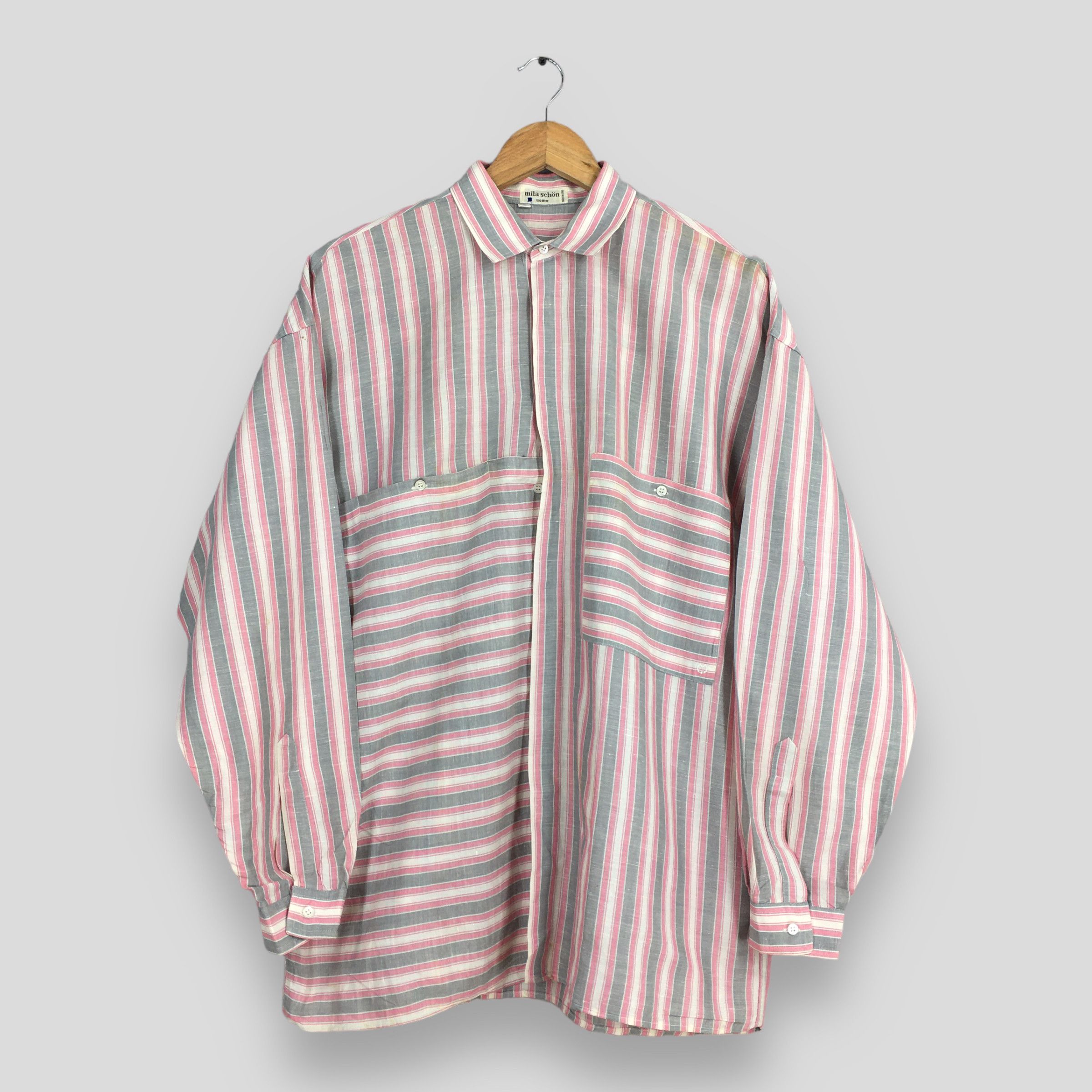 Designer × Mila Schon × Retrofit Vintage Mila Schon Paris Stripes Flannel Linen Shirt M Size US M / EU 48-50 / 2 - 1 Thumbnail