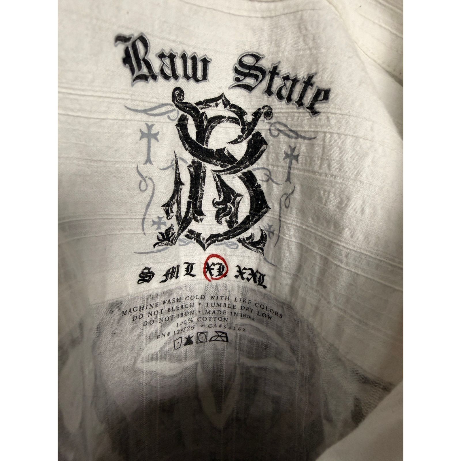 Raw State Vtg Y2K Raw State Velvet Cross White L/S Button Down Shirt Size US XL / EU 56 / 4 - 5 Thumbnail