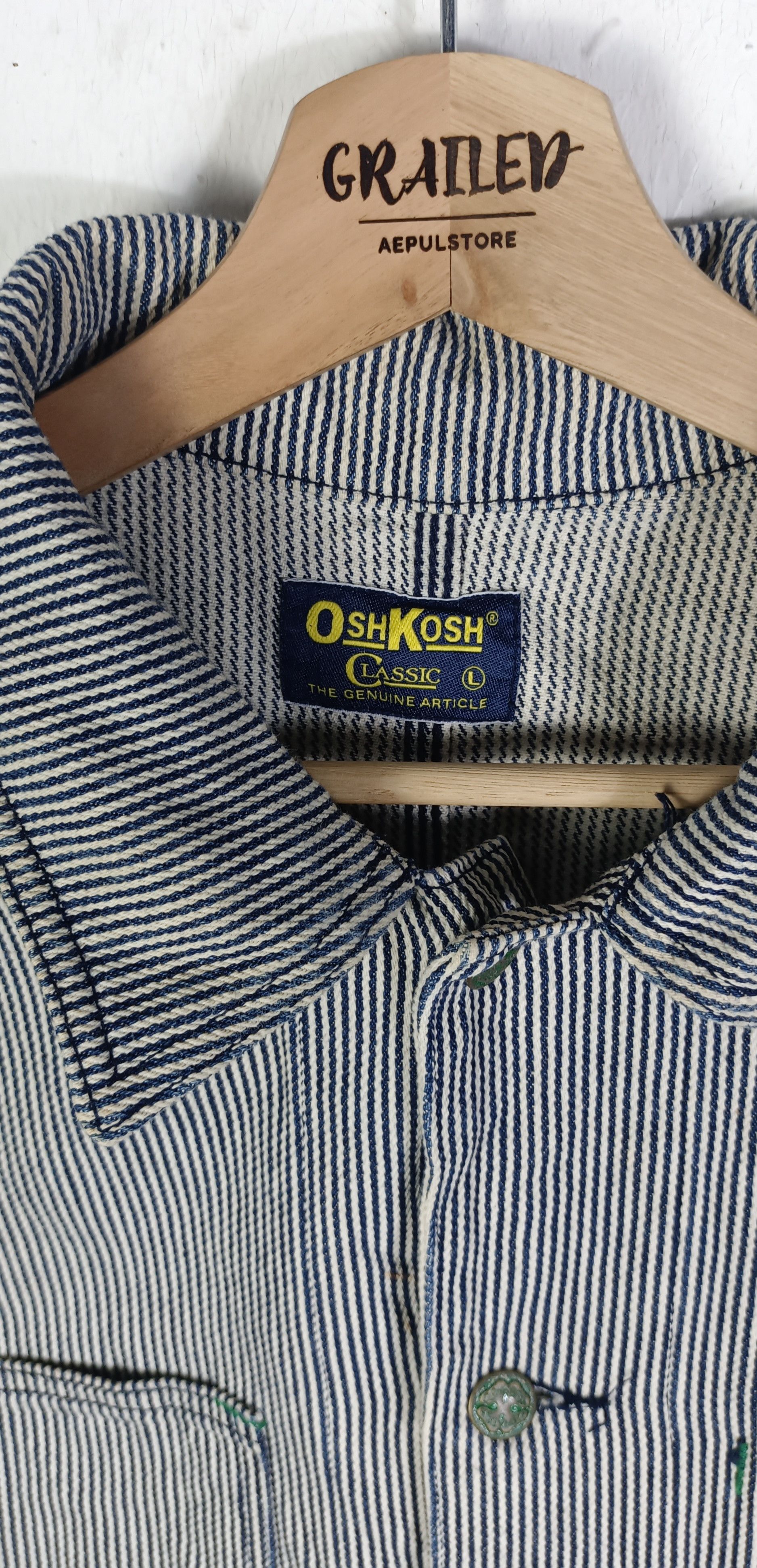 Oshkosh 💥Rare💥Oshkosh Classic Vintage Hickory Workers Chore Jacket Size US L / EU 52-54 / 3 - 11 Thumbnail