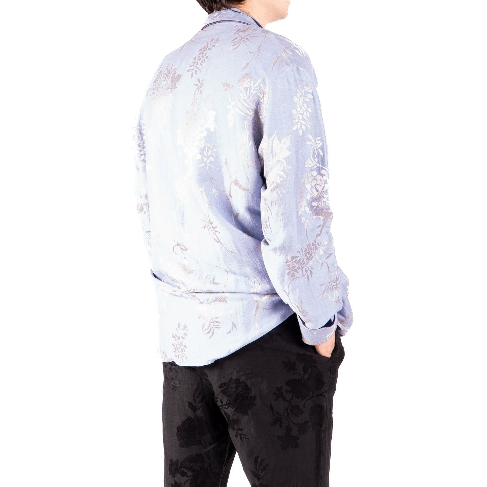 Haider Ackermann SS15 Oversized Pyjama Jacket in Blue Silk Jacquard Size US XS / EU 42 / 0 - 8 Thumbnail