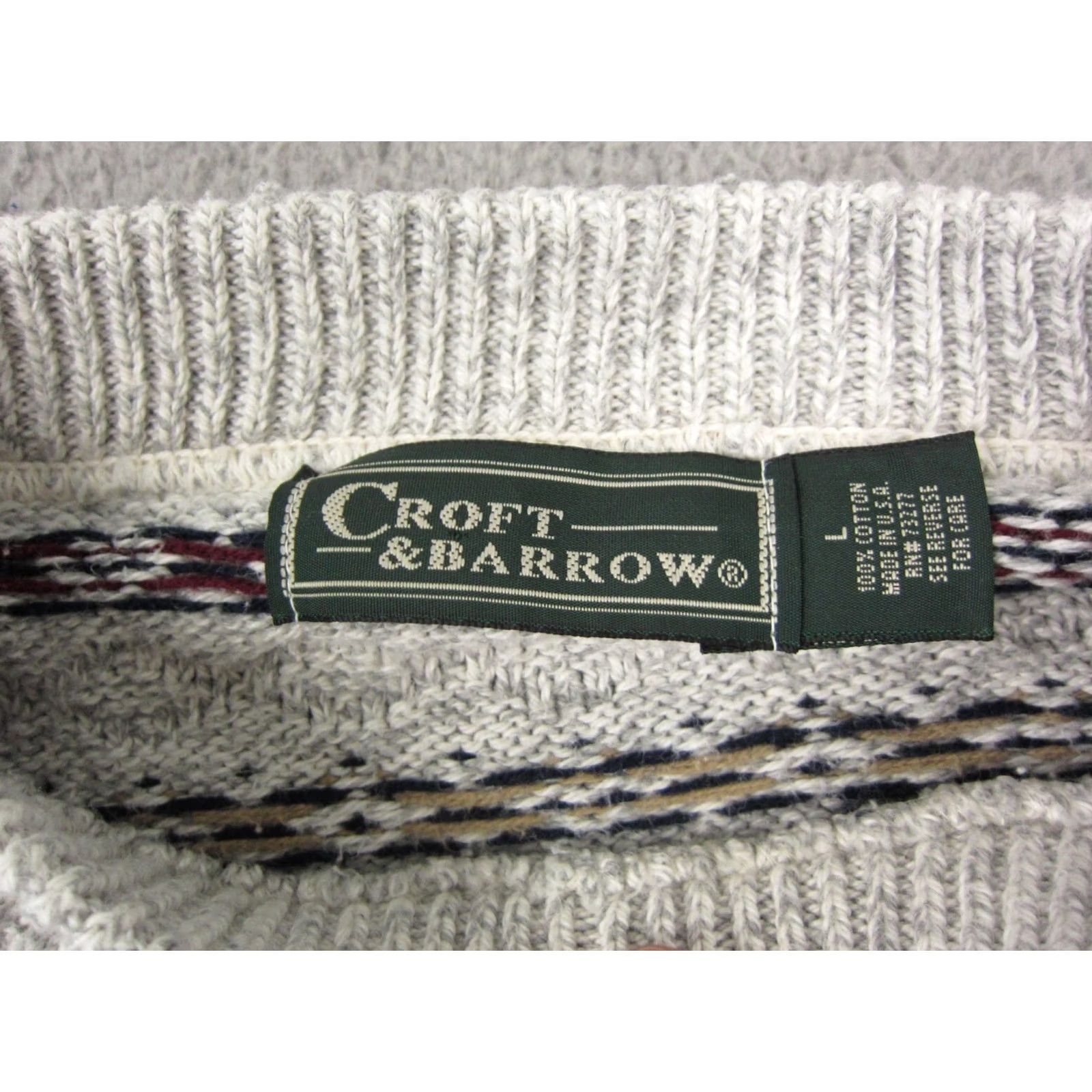 Croft & Barrow VINTAGE Croft & Barrow Sweater Mens L Gray Geometric Knit Crew Neck Pullover Warm Casual 80s Size US L / EU 52-54 / 3 - 6 Thumbnail