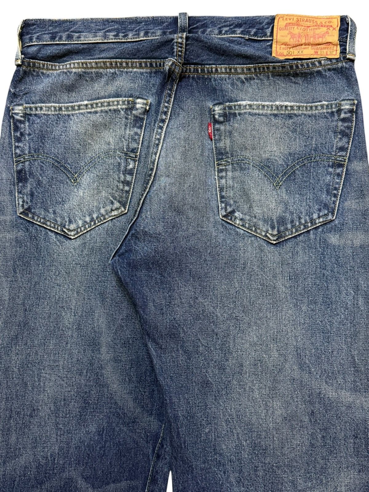 Levi's Vintage 90s Levis 501xx Big E Selvedge Blue Wash Distress Size US 32 / EU 48 - 5 Thumbnail