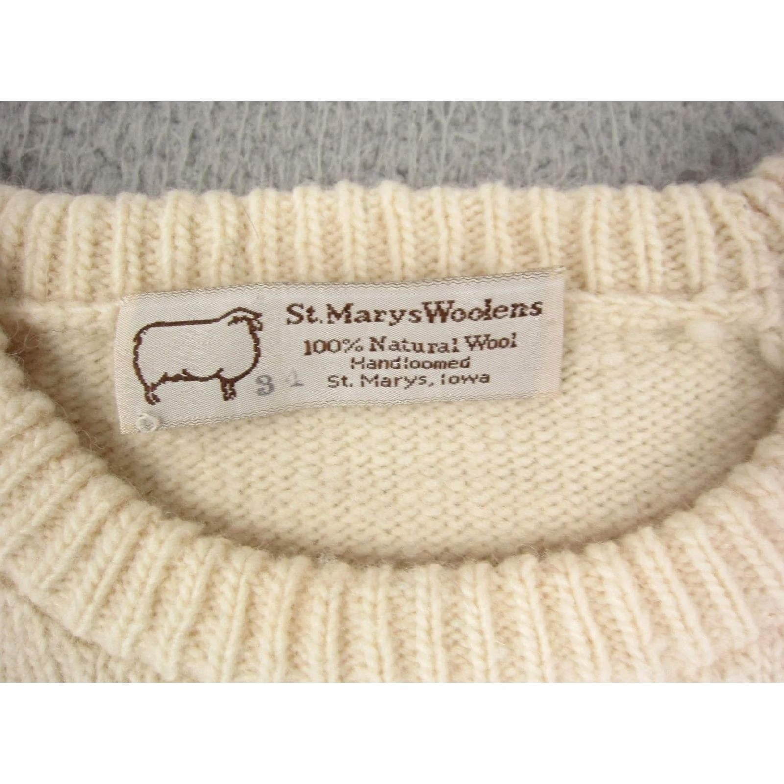 Vintage VINTAGE St Marys Woolens Sweater Womens 34 Creme Wool Handloomed 80s Size XXS / US 00 / IT 34 - 3 Thumbnail
