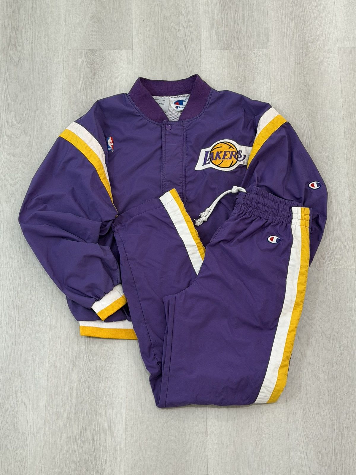 Champion Vintage 90s Champion LA Lakers NBA Warm Up Full Set Medium Size US M / EU 48-50 / 2 - 2 Thumbnail