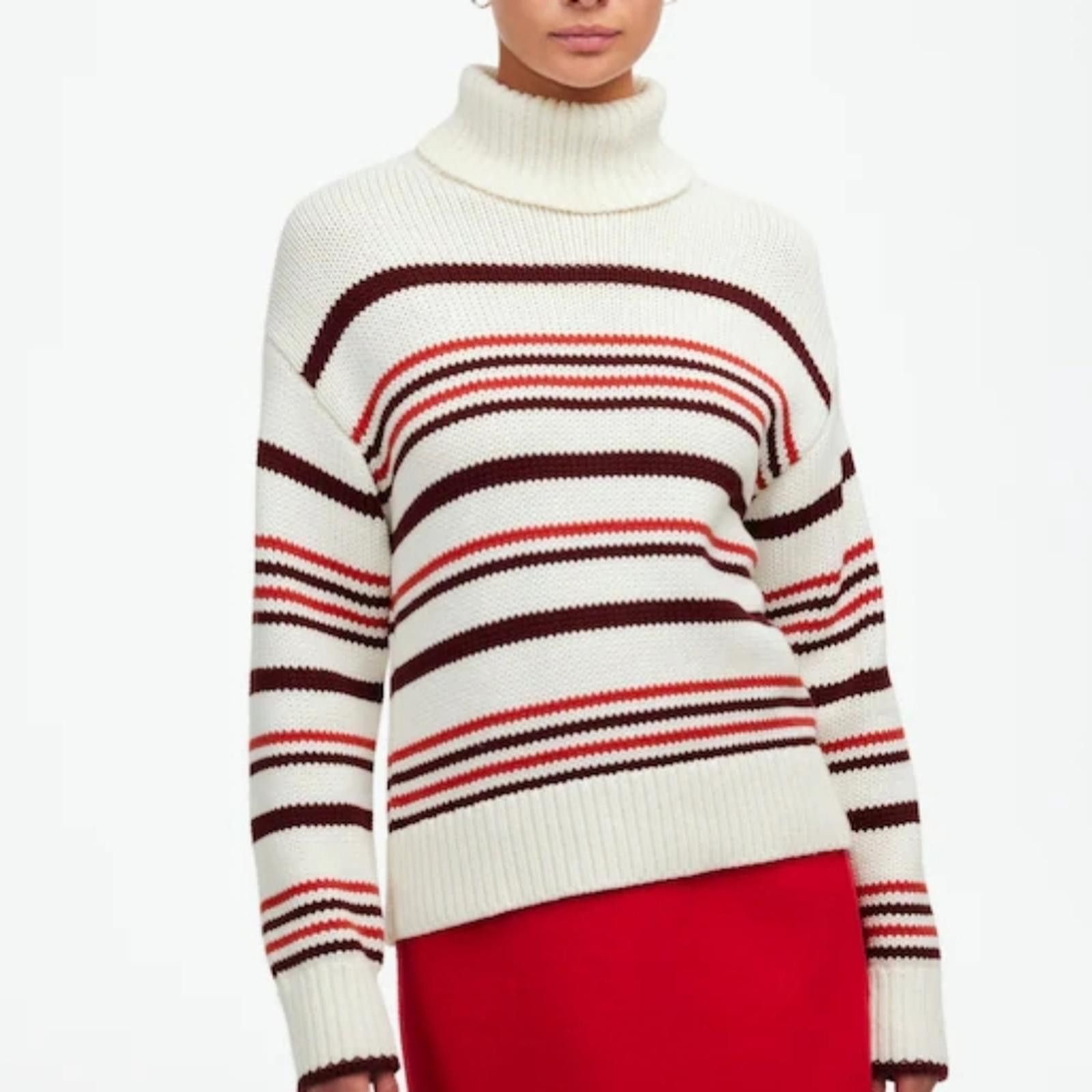Madewell Madewell Ribbed Cotton Turtleneck Sweater in Stripe Size XS / US 0-2 / IT 36-38 - 1 Thumbnail