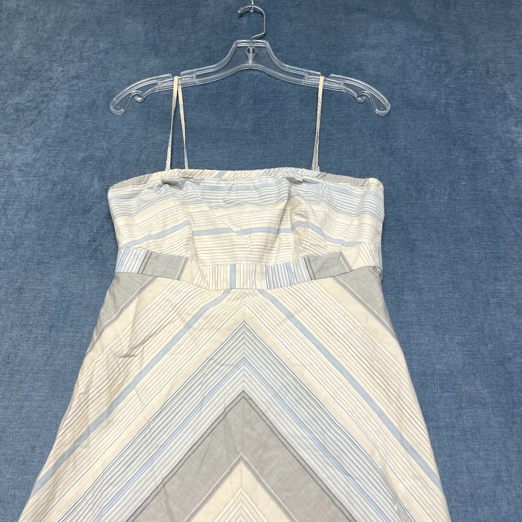 Gap Gap Midi A-Line Dress Womens 6 Beige Striped Cotton Summer Sleeveless Back Zip Dress Size M / US 6-8 / IT 42-44 - 4 Thumbnail