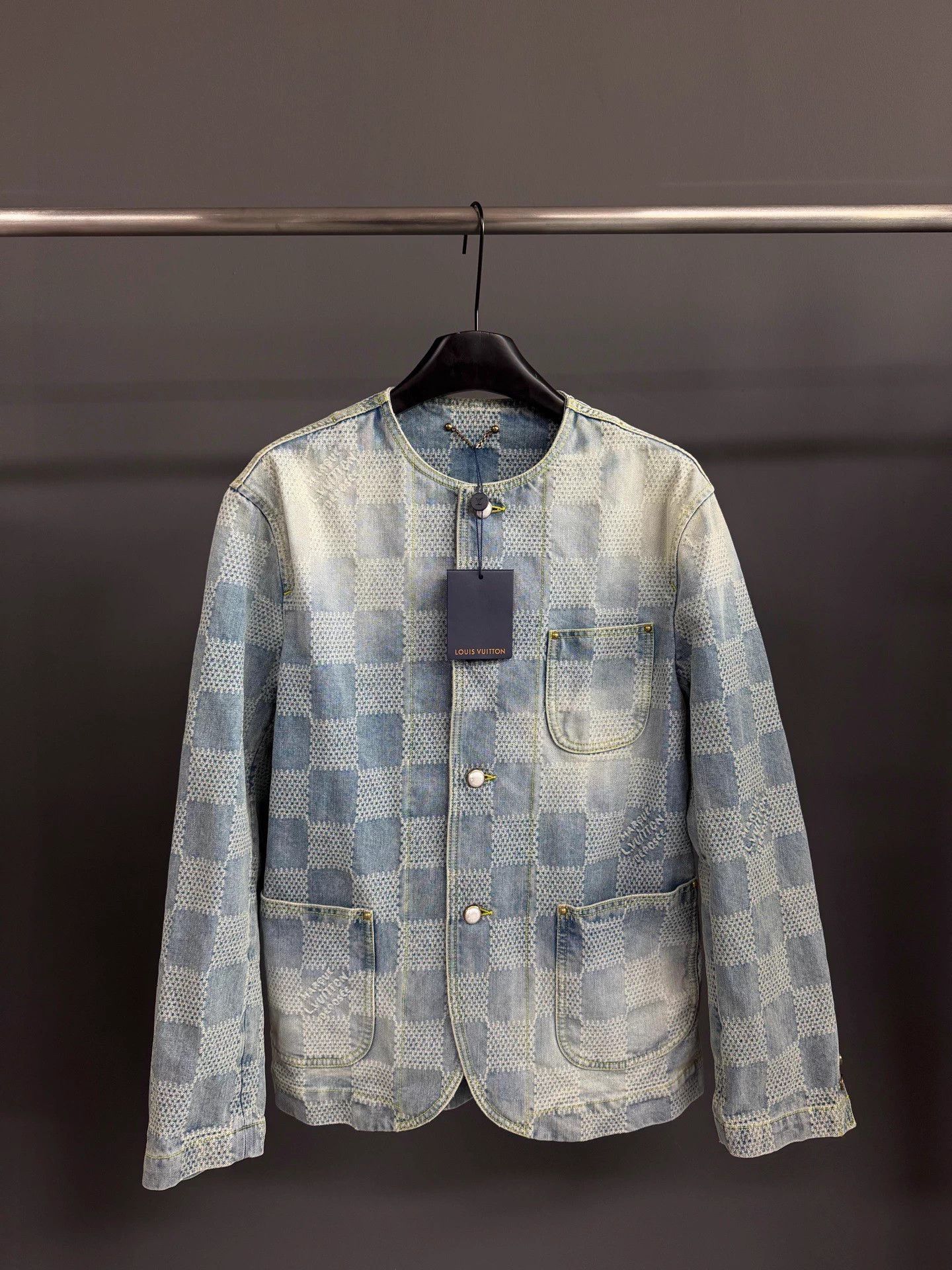 Louis Vuitton LV Pharrell Allover Logo Damier Denim Crewneck Jacket Size US S / EU 44-46 / 1 - 1 Thumbnail