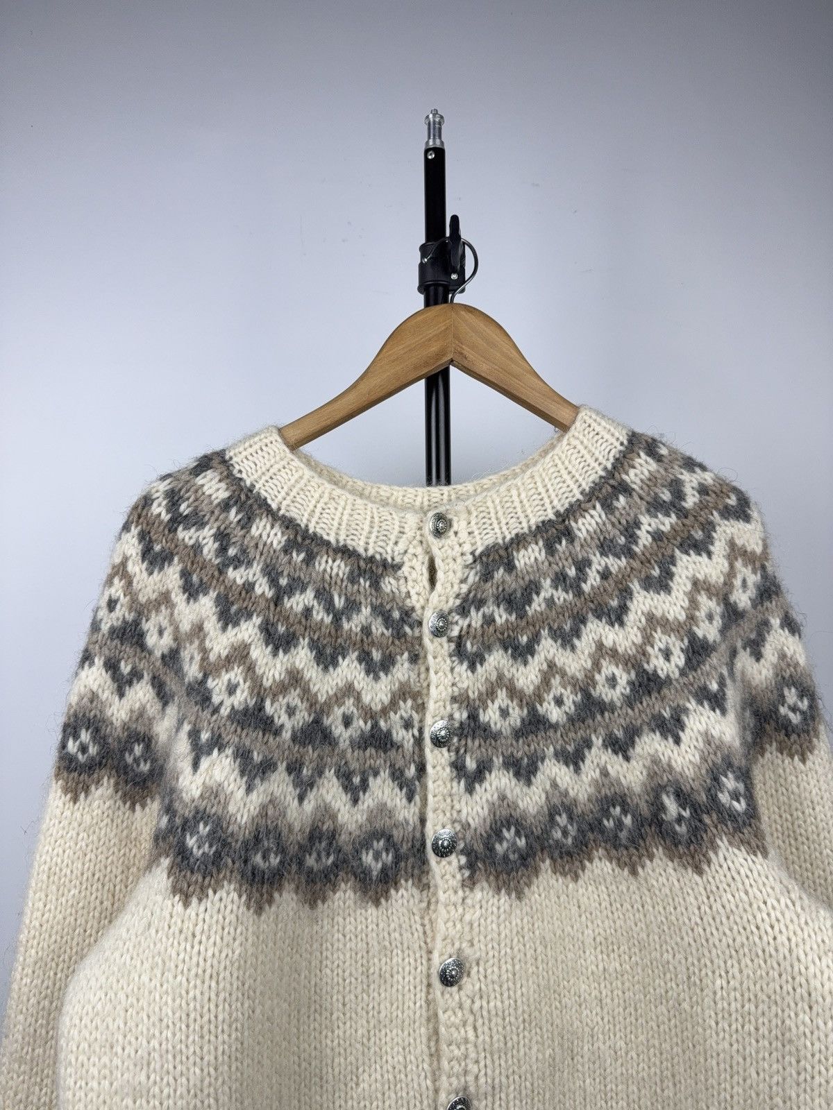 Japanese Brand Retro Vintage 90s Hilda Ltd Nordic Fair Isle Wool Cardigan Size US L / EU 52-54 / 3 - 2 Thumbnail