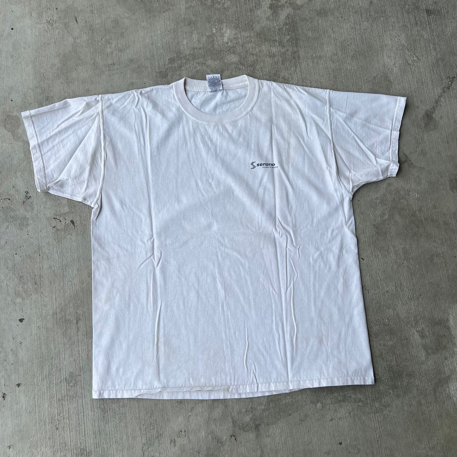 Vintage Vintage serono biotech comic strip tech white graphic shirt Size US XL / EU 56 / 4 - 5 Thumbnail