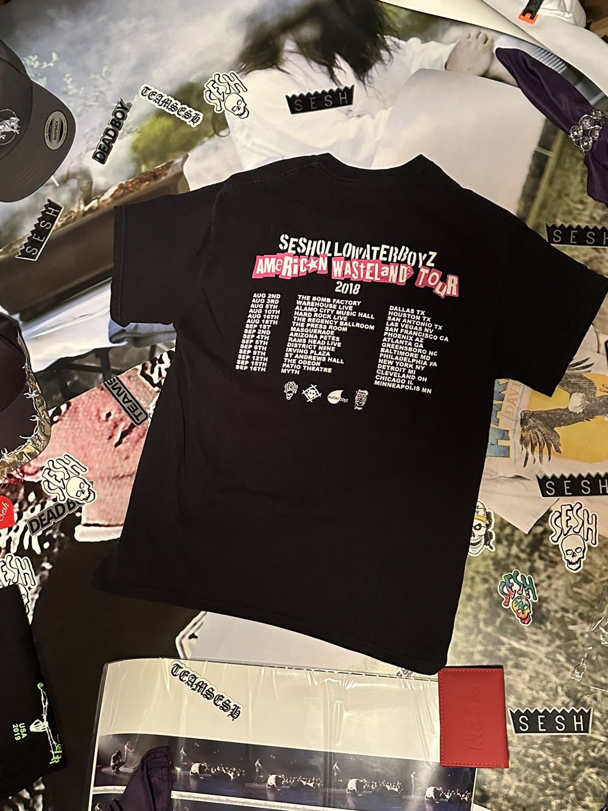 image of Bones x Team Sesh 2018 American Wasteland Tour T-Shirt in Black, Men's (Size Medium)