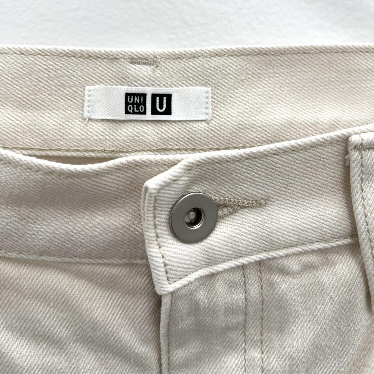 Uniqlo UNIQLO Womens Denim Straight Jeans 28 x 32 Cream Cotton Size 28" / US 6 / IT 42 - 3 Thumbnail