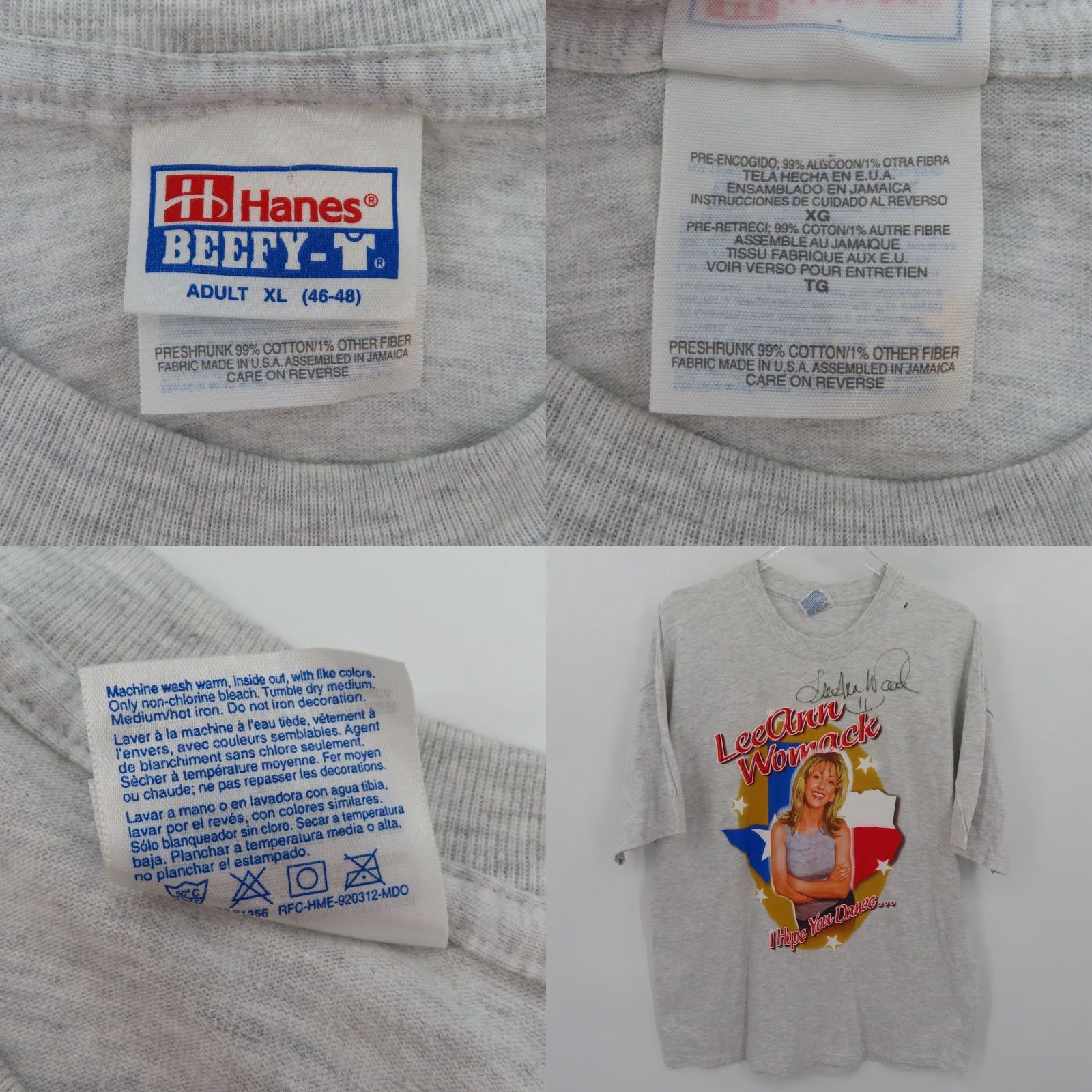 Hanes VTG Hanes T-Shirt Lee Ann Womack Texas LAW Tour Signed Autographed Adult XL Gray Short Sleeve Crew Neck Size US XL / EU 56 / 4 - 8 Thumbnail