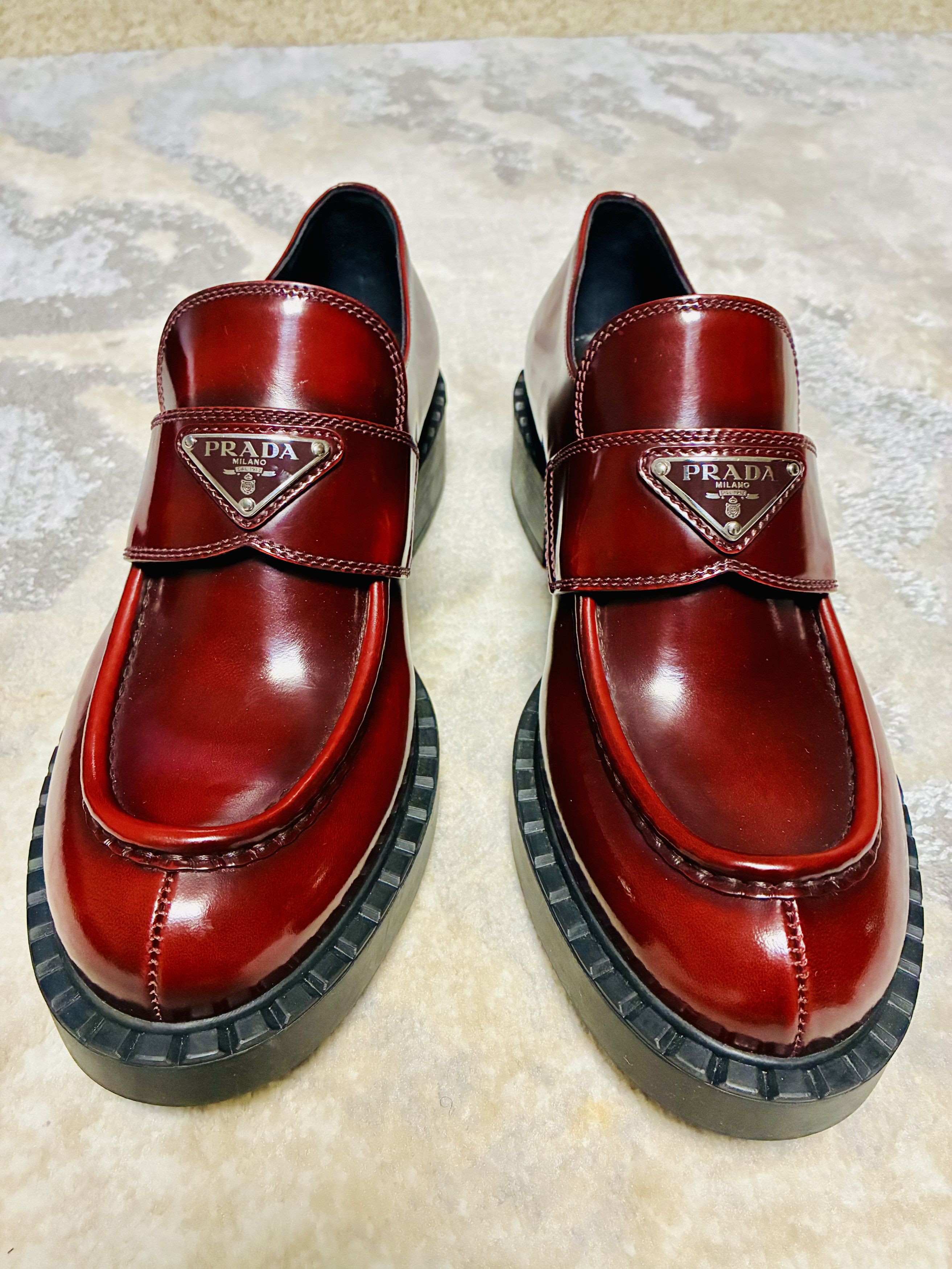 Prada Prada Burgundy Loafers EU41 Size US 11 / IT 41 - 1 Thumbnail