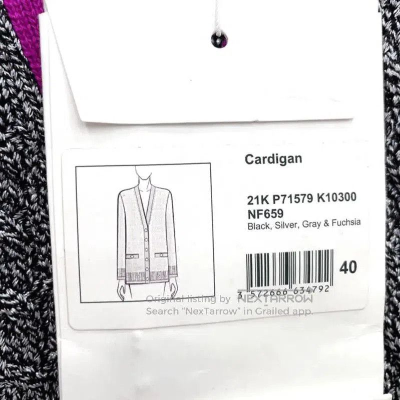 Chanel Chanel Gray Long Sleeve Cardigan with Pink Trim . Size L / US 10 / IT 46 - 4 Thumbnail