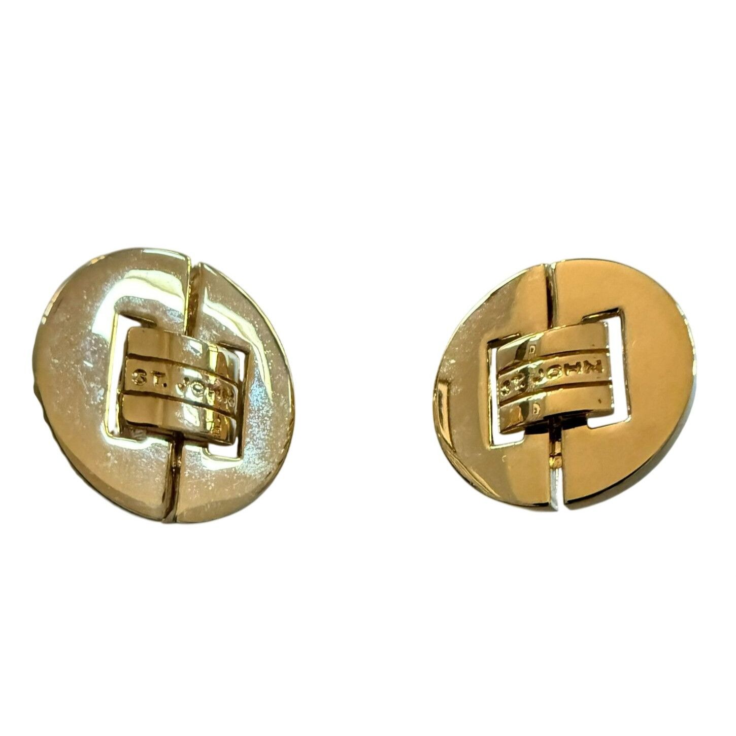 St. John Vtg St. John Gold Tone Chunky Round Clip-On Earrings Moderni Size ONE SIZE - 1 Thumbnail