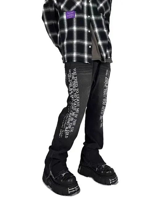 Jean Washed lumberjack workwear leg zip micro flare jeans Size US 32 / EU 48 - 6 Thumbnail