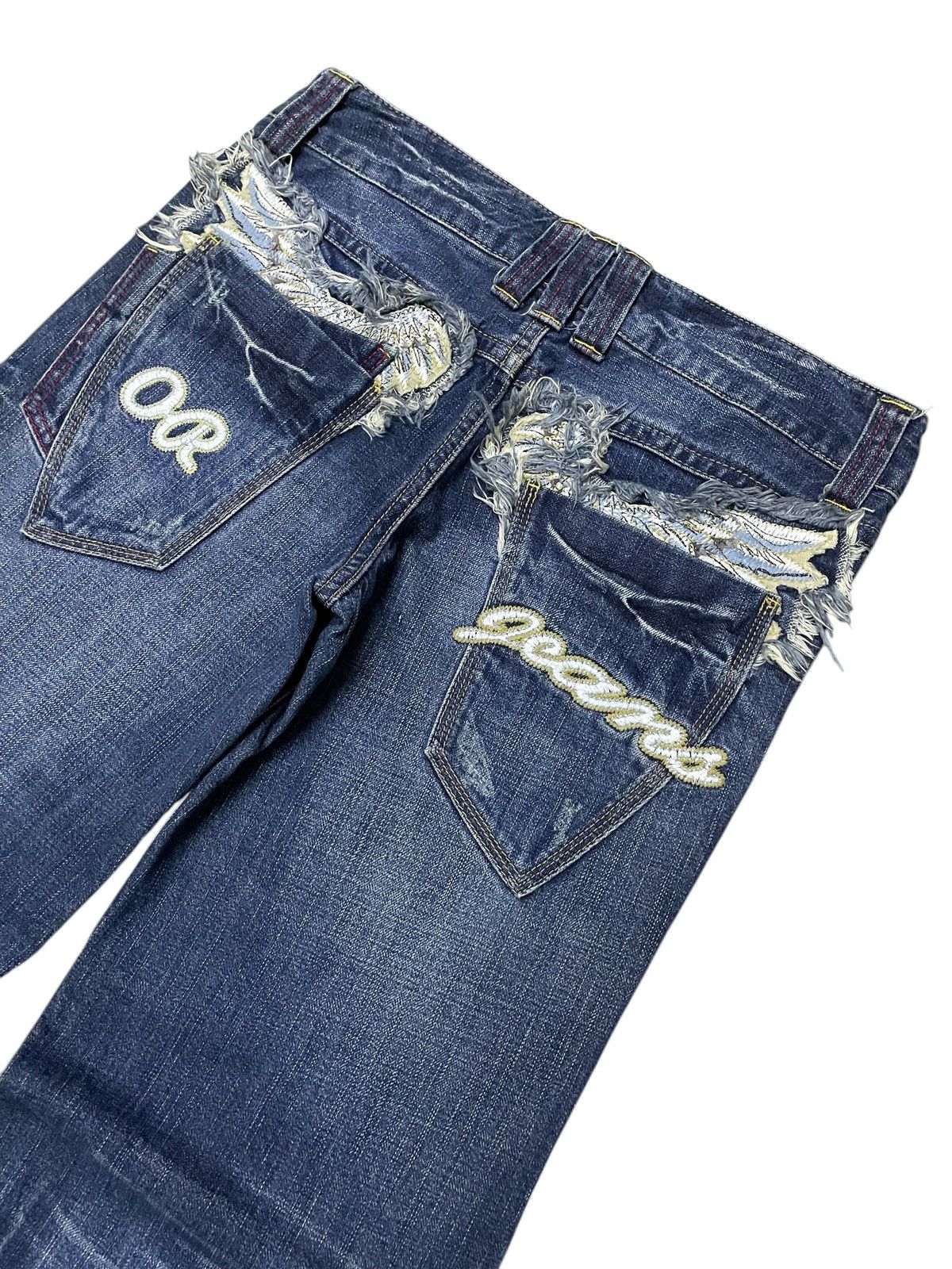 Japanese Brand × Le Grande Bleu (L.G.B.) Oririn Japan Flare Wide Leg Feathers Wings Embroidered Jeans Size US 31 - 3 Thumbnail