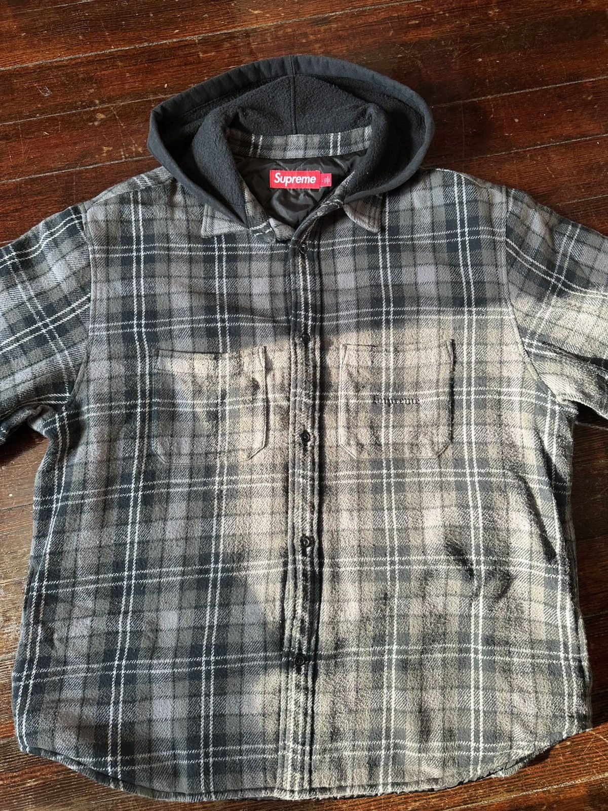 Supreme SUPREME TARTAN FLANNEL HOODED SHIRT BLACK LARGE FW23 Size US L / EU 52-54 / 3 - 2 Thumbnail