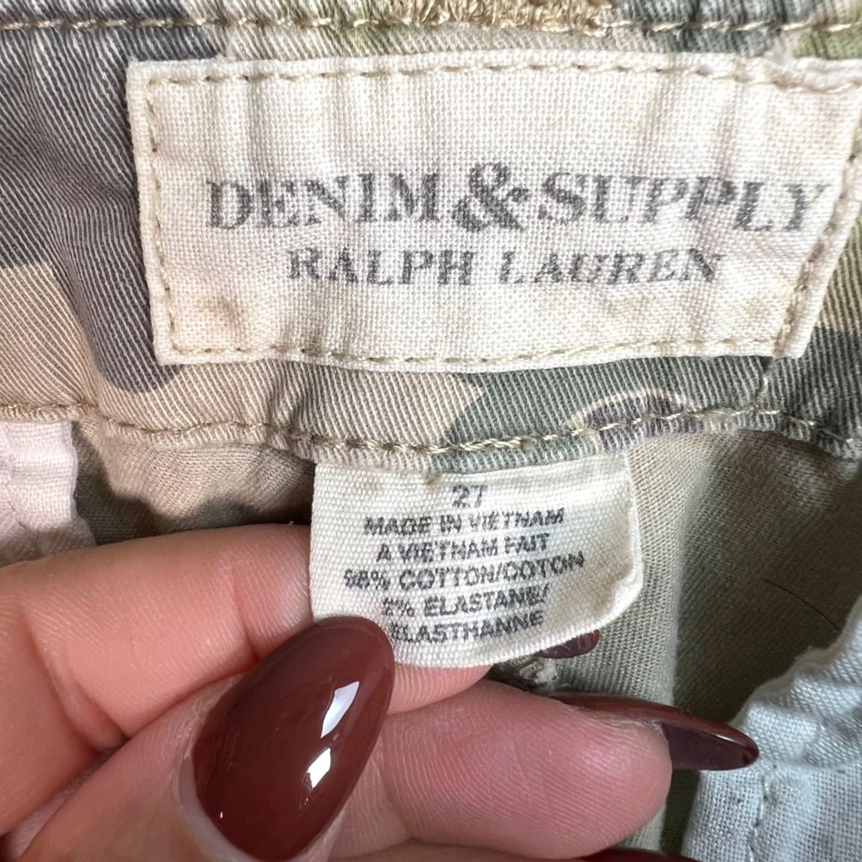 Vintage VINTAGE Denim & Supply Ralph Lauren Womens Size 27 Camo Cargo Pants Slim Fit Green Size 27" / US 4 / IT 40 - 3 Thumbnail