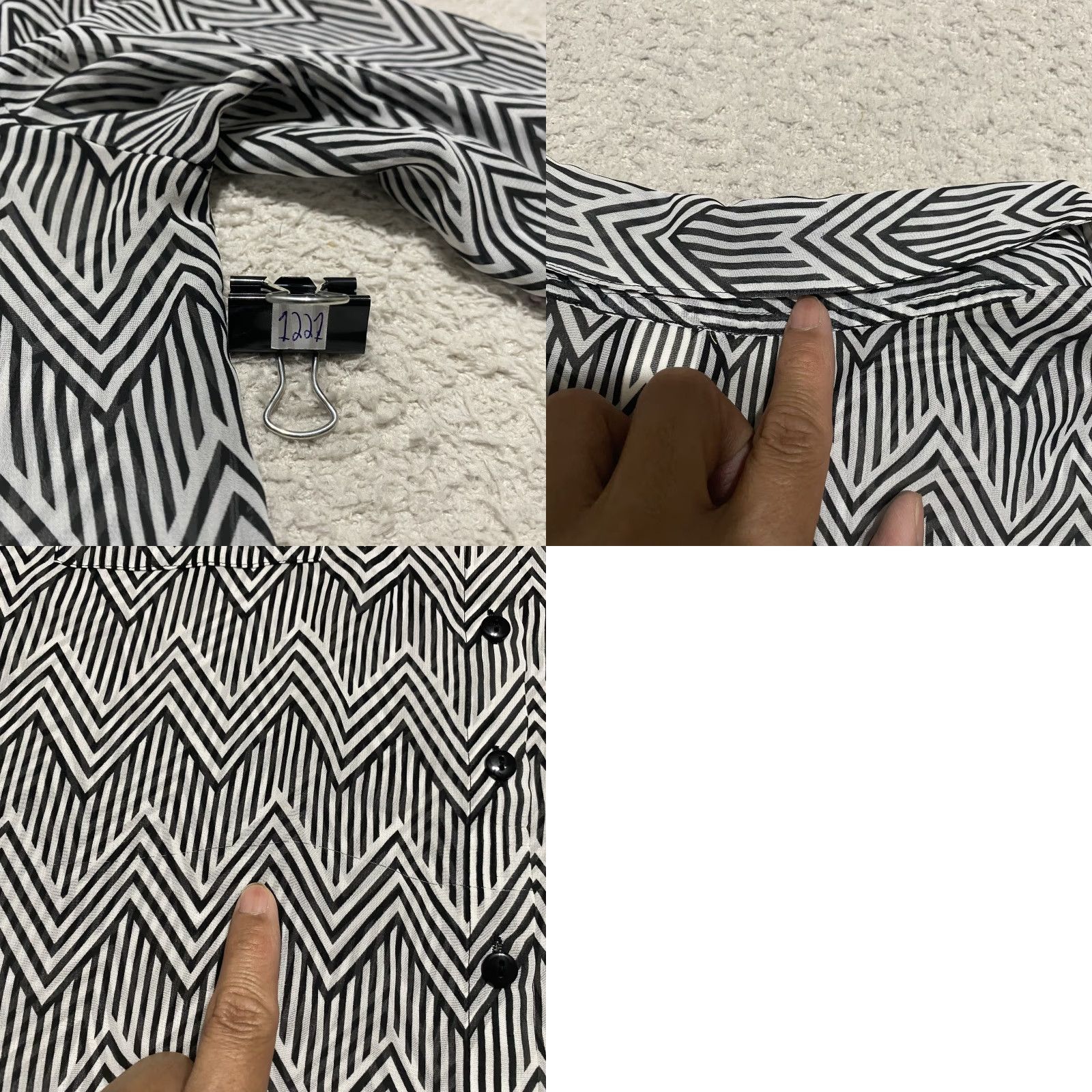 Torrid Torrid Shirt 1X Plus Chevron Zigzag Button-Up Sheer Long Sleeve Blouse Black, Womens, Plus, Button, Classic, Modern Size XL / US 12-14 / IT 48-50 - 9 Thumbnail