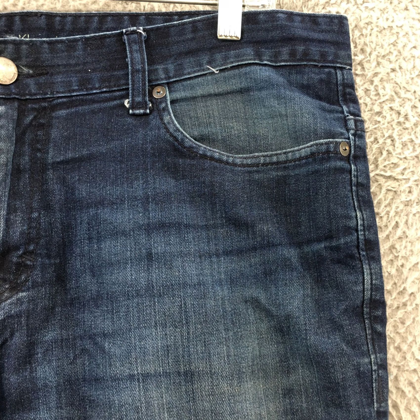 Calvin Klein Calvin Klein Jeans Mens 34/30 Straight Blue Denim Cotton Blend 5-Pocket Regular 38x29 Adults Mens Size US 34 / EU 50 - 5 Thumbnail