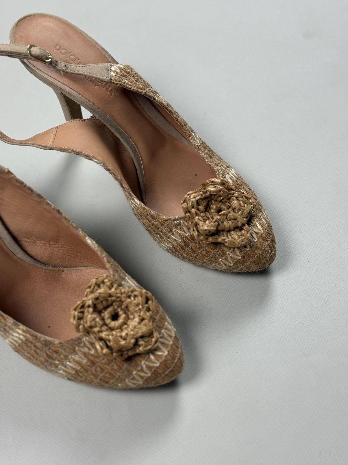 Dolce & Gabbana Dolce & Gabbana Raffia Sling Back Heels Pumps Size 37.5 Size US 7.5 / IT 37.5 - 5 Thumbnail