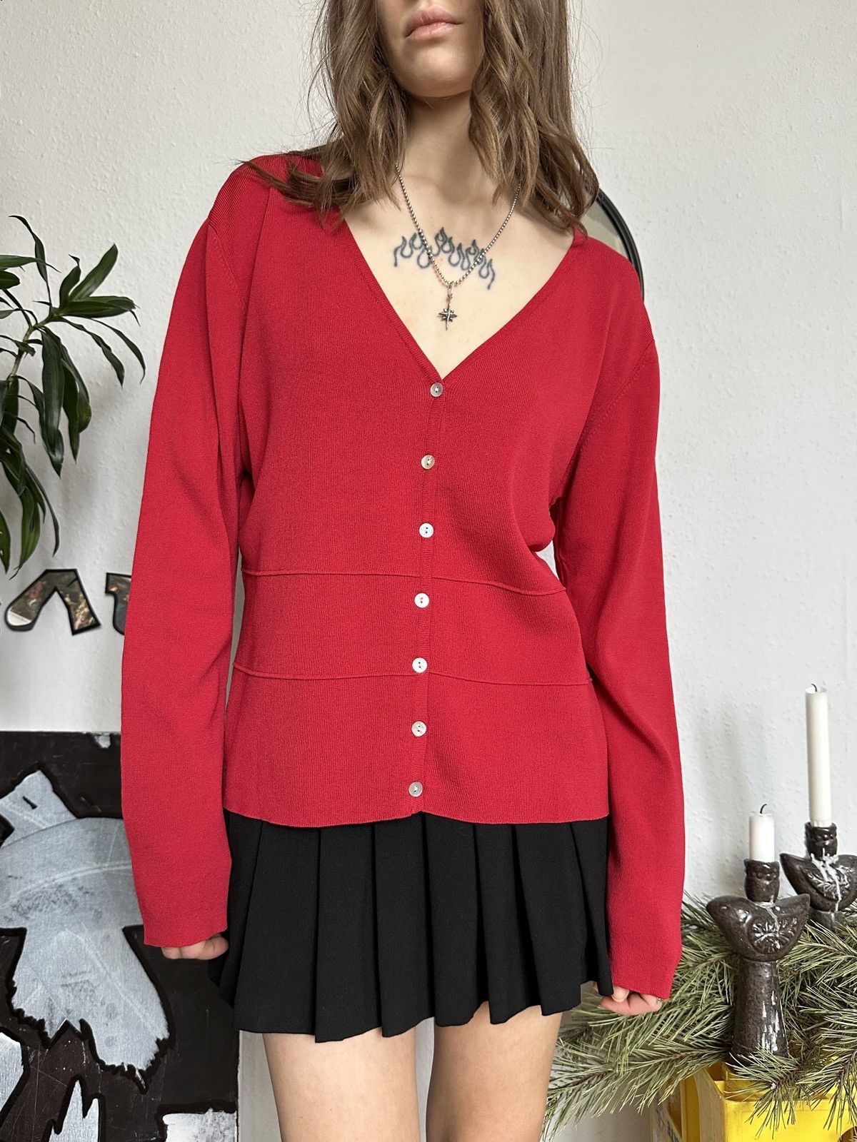 Vintage Cute 90s Zorbe Red Trending Loose Cozy Cardigan Size ONE SIZE - 2 Thumbnail