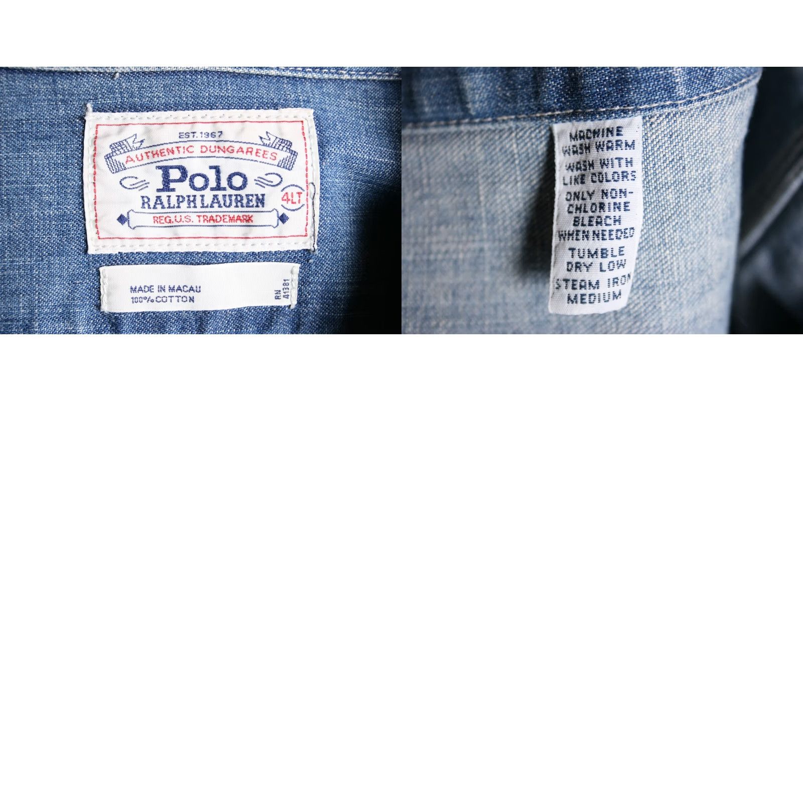 Polo Ralph Lauren VINTAGE Polo Ralph Lauren Blue Chambray Denim Button Front Shirt 4XLT Men Long Sleeve Size 4XLT Size US XXL / EU 58 / 5 - 8 Thumbnail