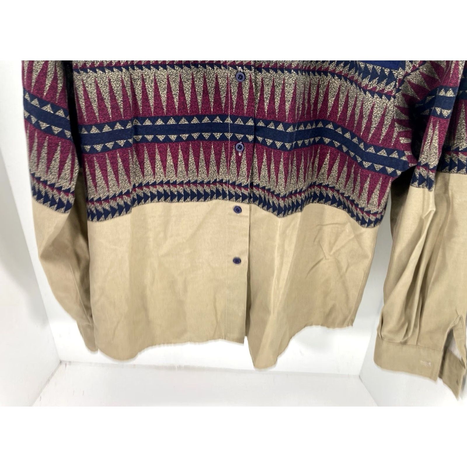 Roper VINTAGE Roper Aztec Western Shirt Women Medium Beige Blue Long Sleeve Button-Up Mens? (Note: Please replace with correct gender if needed) Size M / US 6-8 / IT 42-44 - 3 Thumbnail